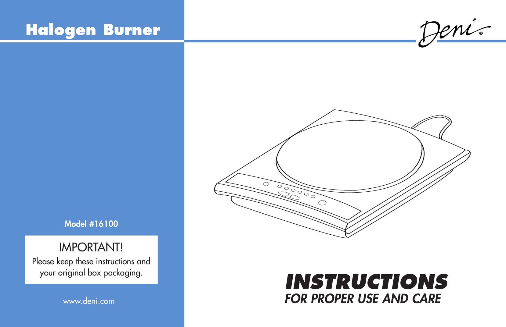 Deni 16100 Burner User Manual