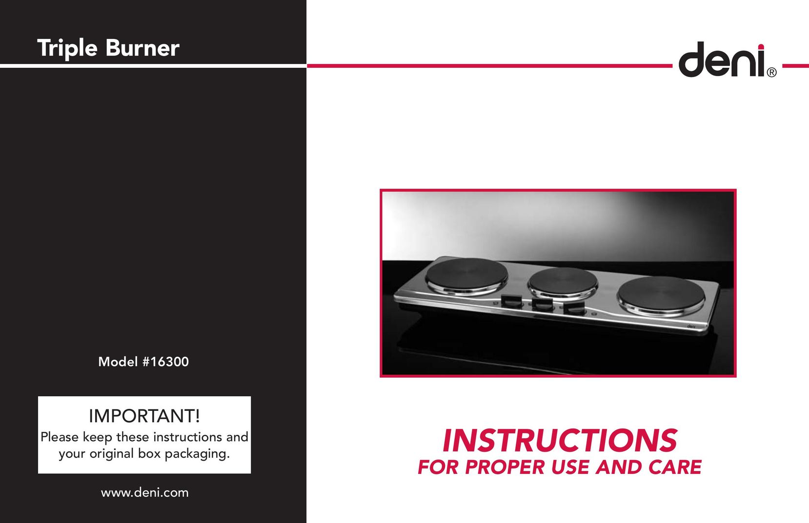 Deni 16300 Burner User Manual