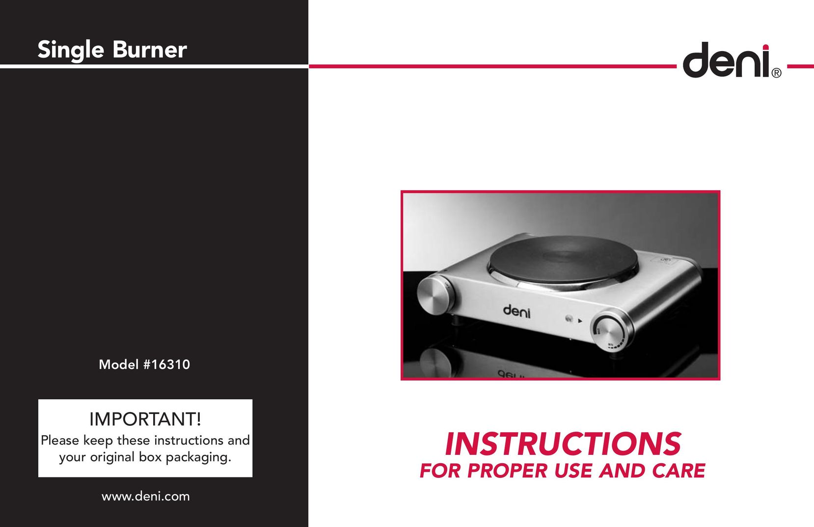 Deni 16310 Burner User Manual