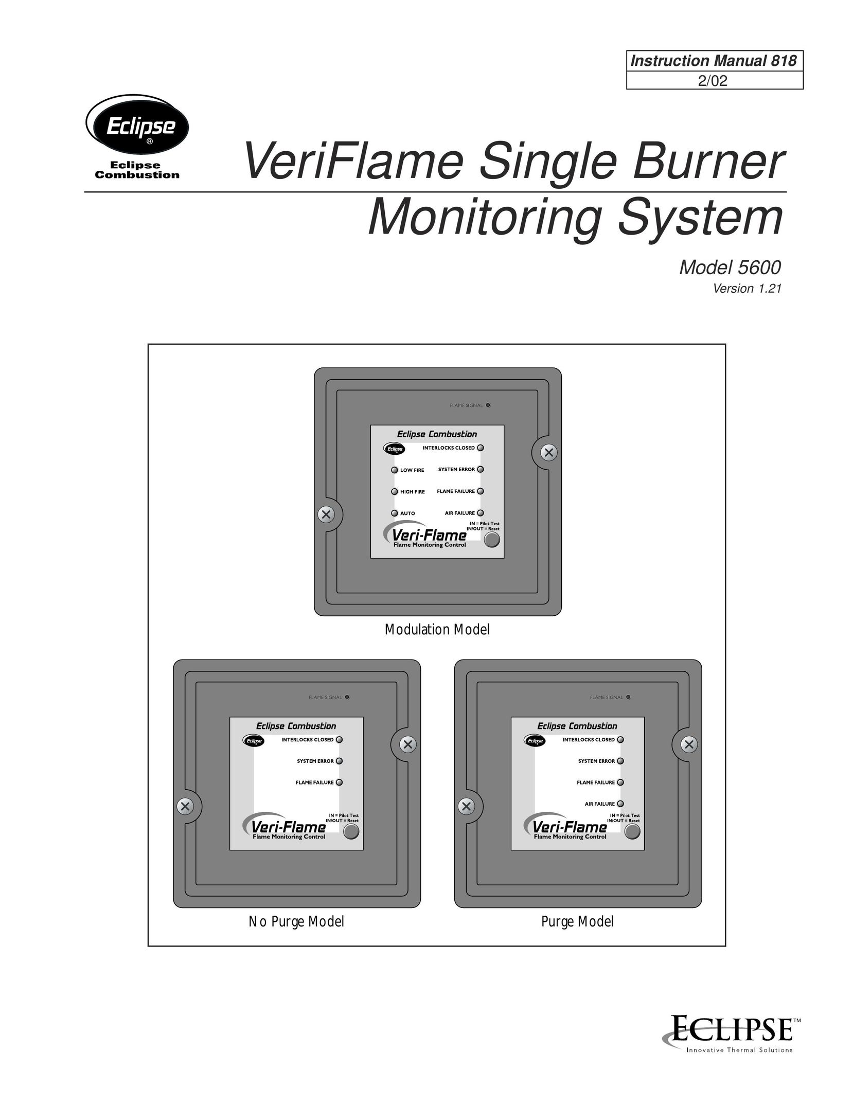 Eclipse Combustion VeriFlame Single Burner Monitoring System Burner User Manual