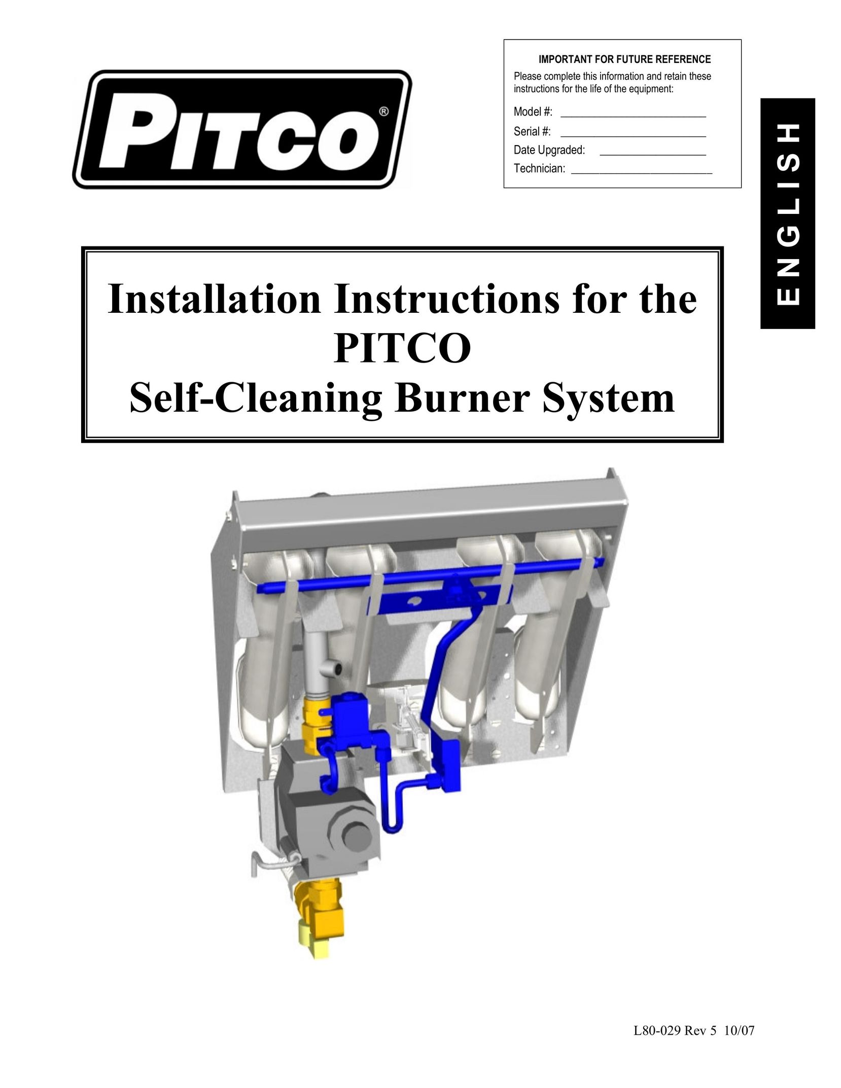 Pitco Frialator L80-029 Burner User Manual