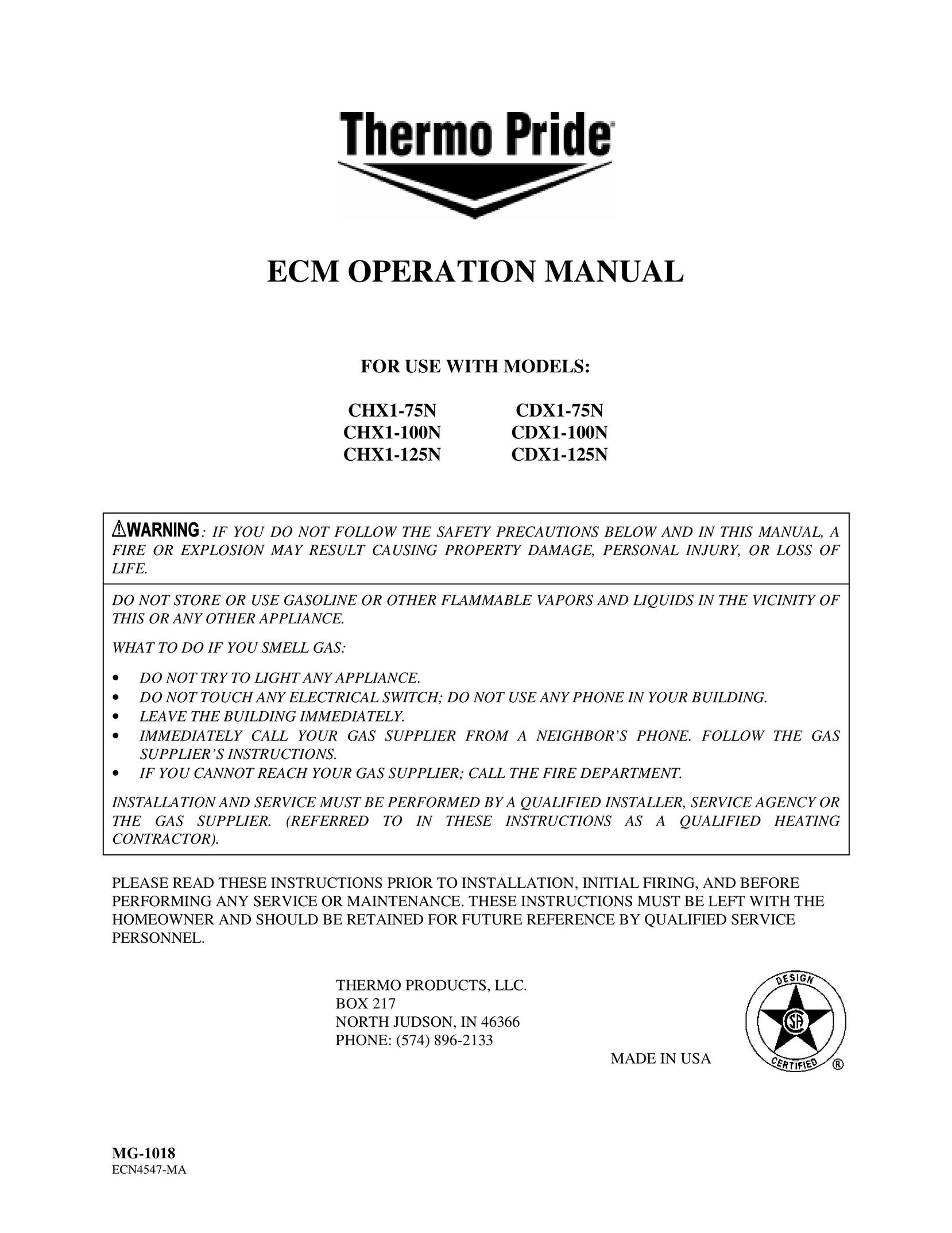 Thermo Products MG-1018 Burner User Manual