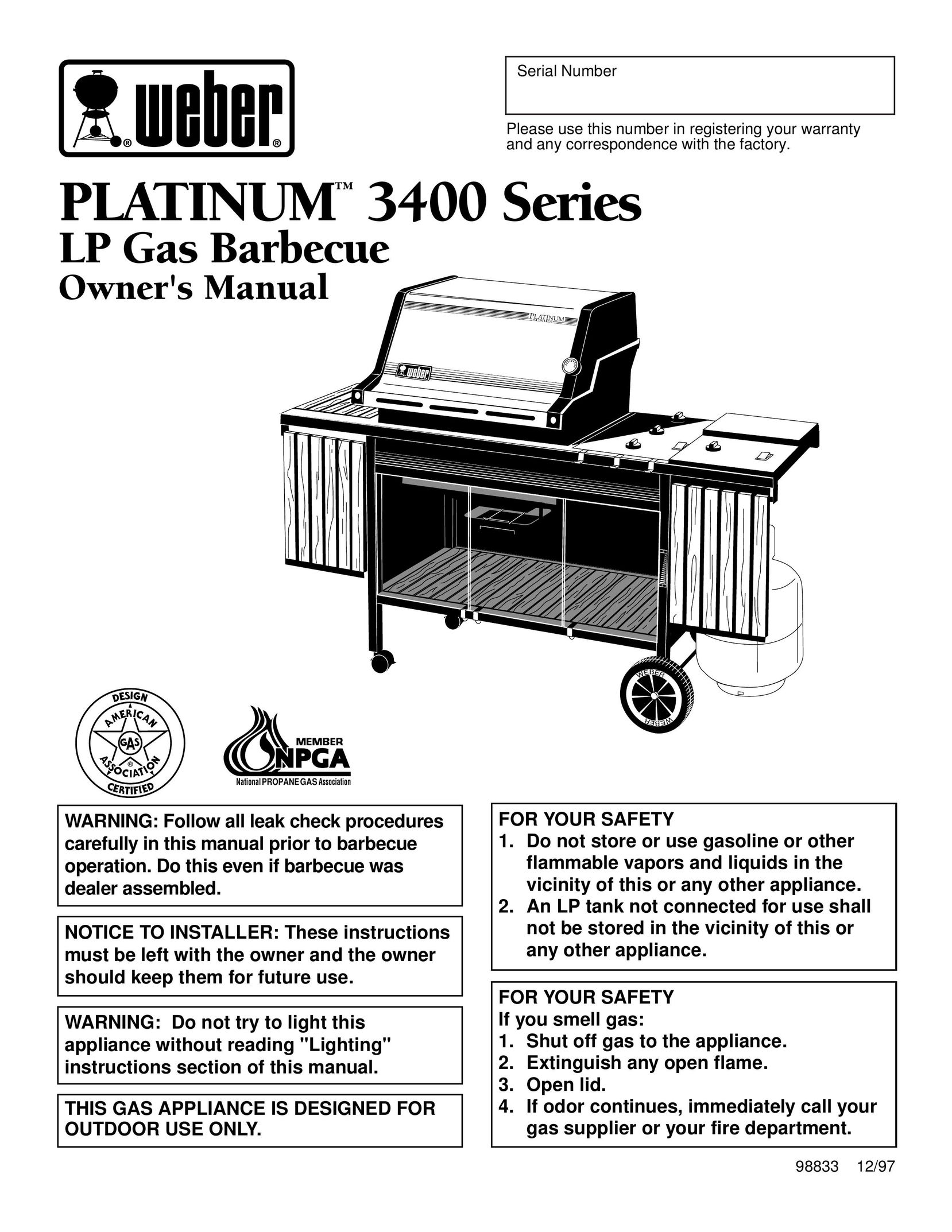 Weber 3400 Series Burner User Manual