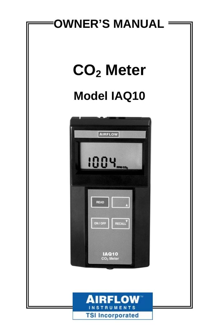 Airflow Systems IAQ10 Carbon Monoxide Alarm User Manual