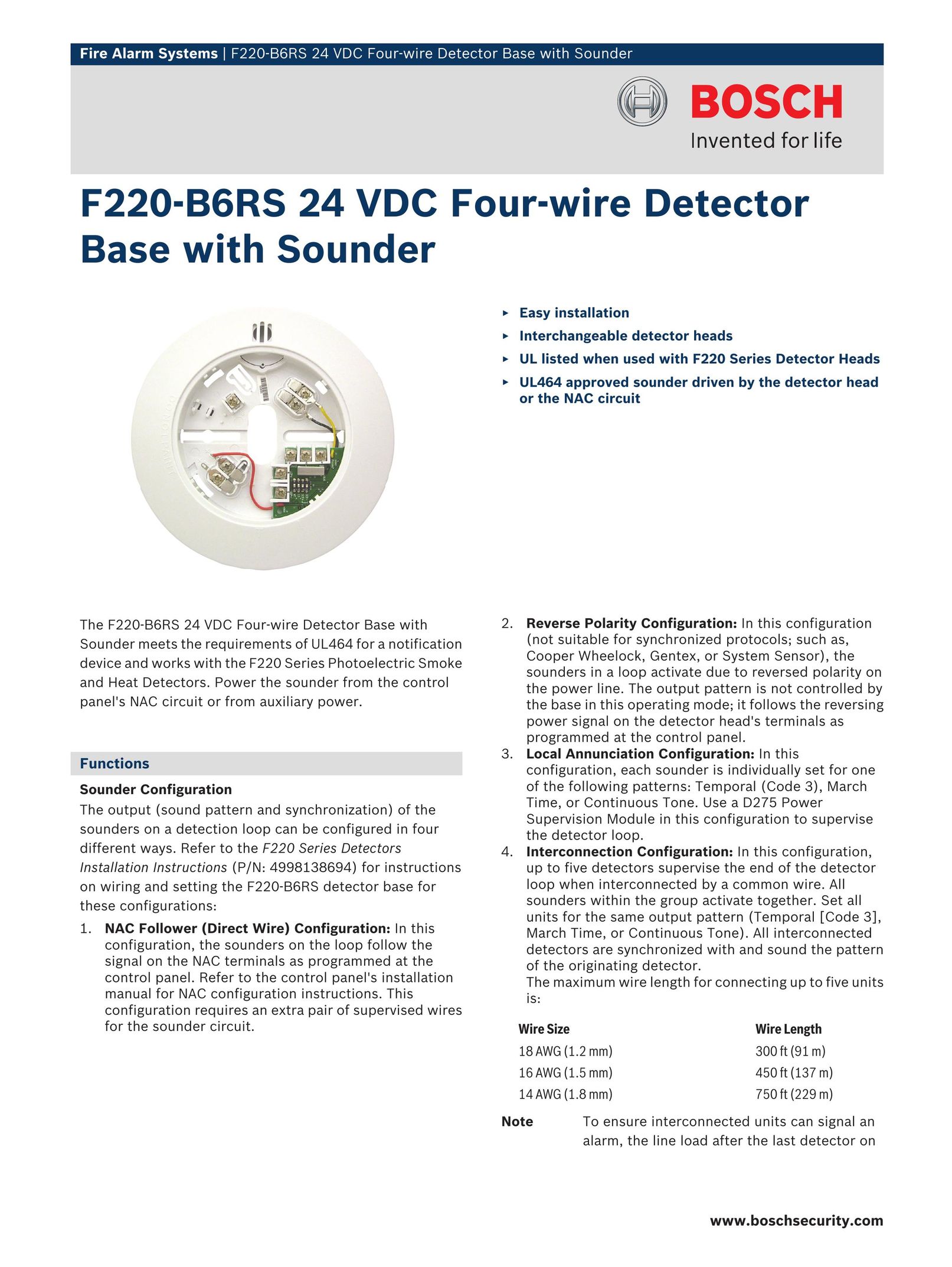 Bosch Appliances F220B6RS Carbon Monoxide Alarm User Manual