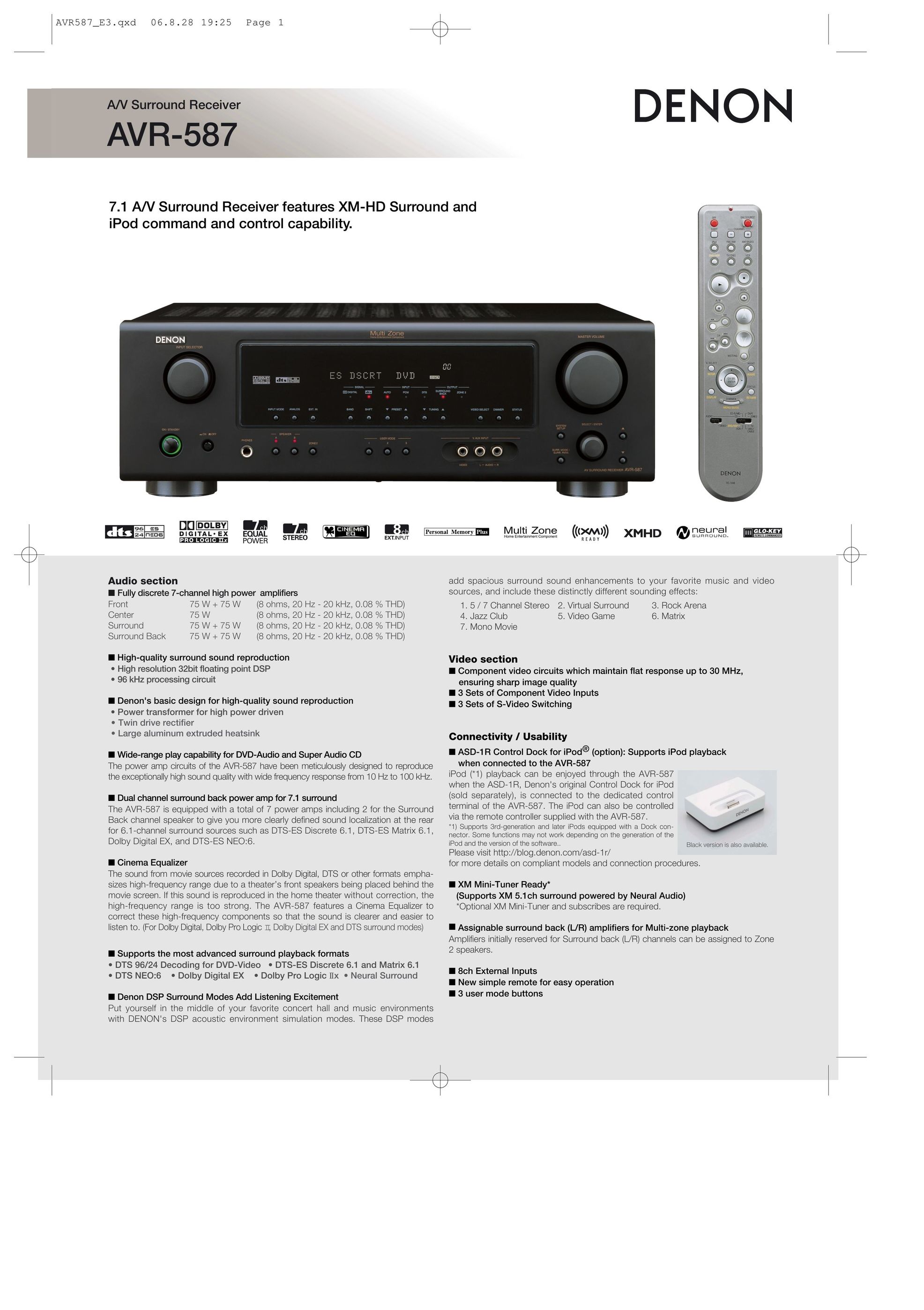 Denon AVR-587 Carbon Monoxide Alarm User Manual