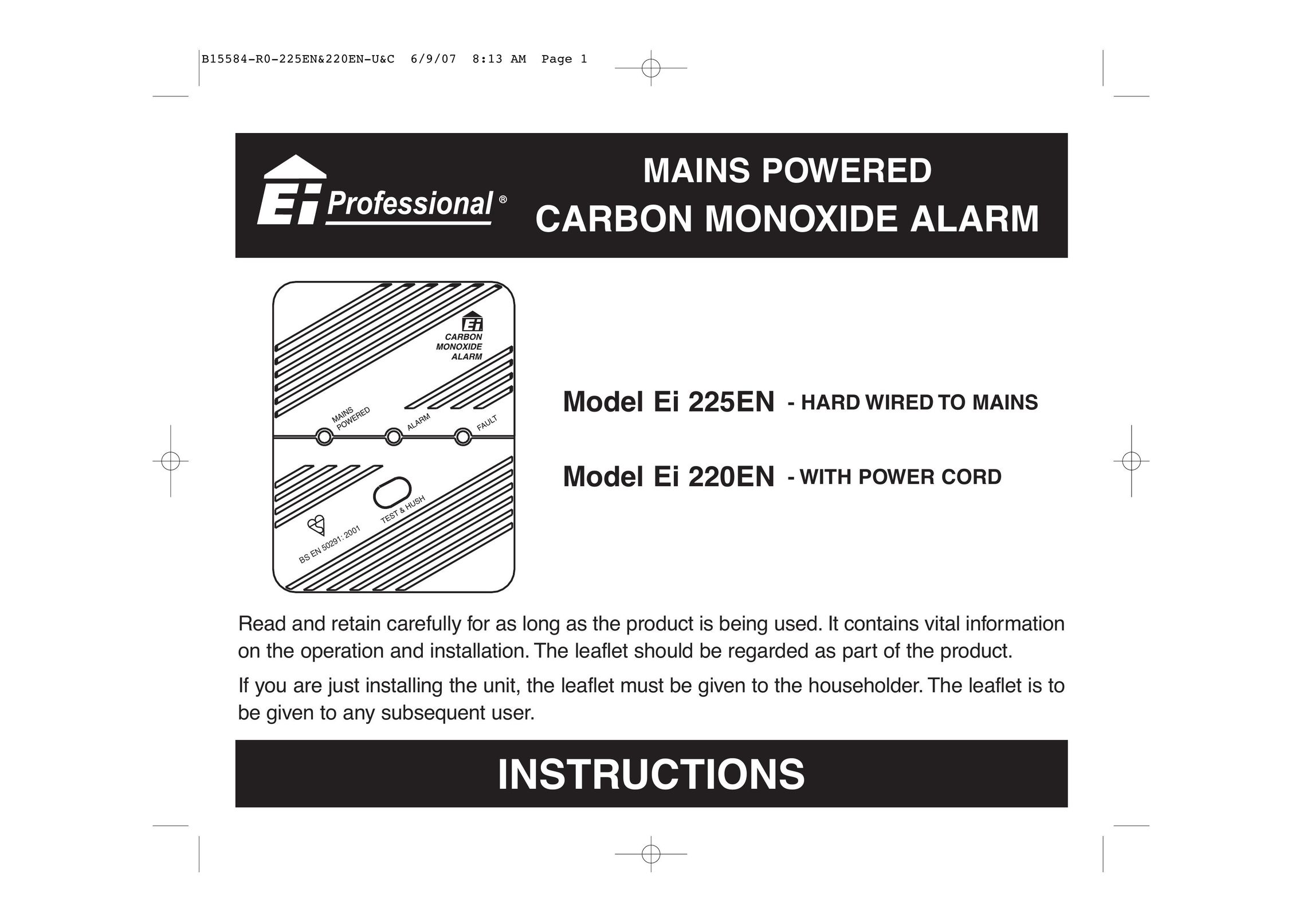 Ei Electronics Ei 225EN Carbon Monoxide Alarm User Manual