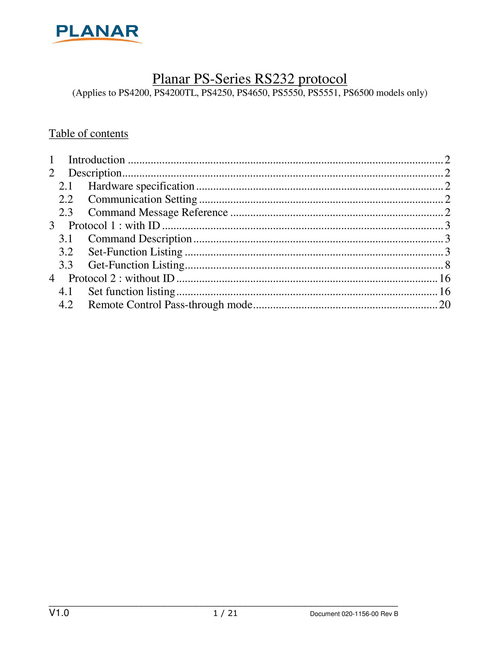 Planar PS5551 Carbon Monoxide Alarm User Manual