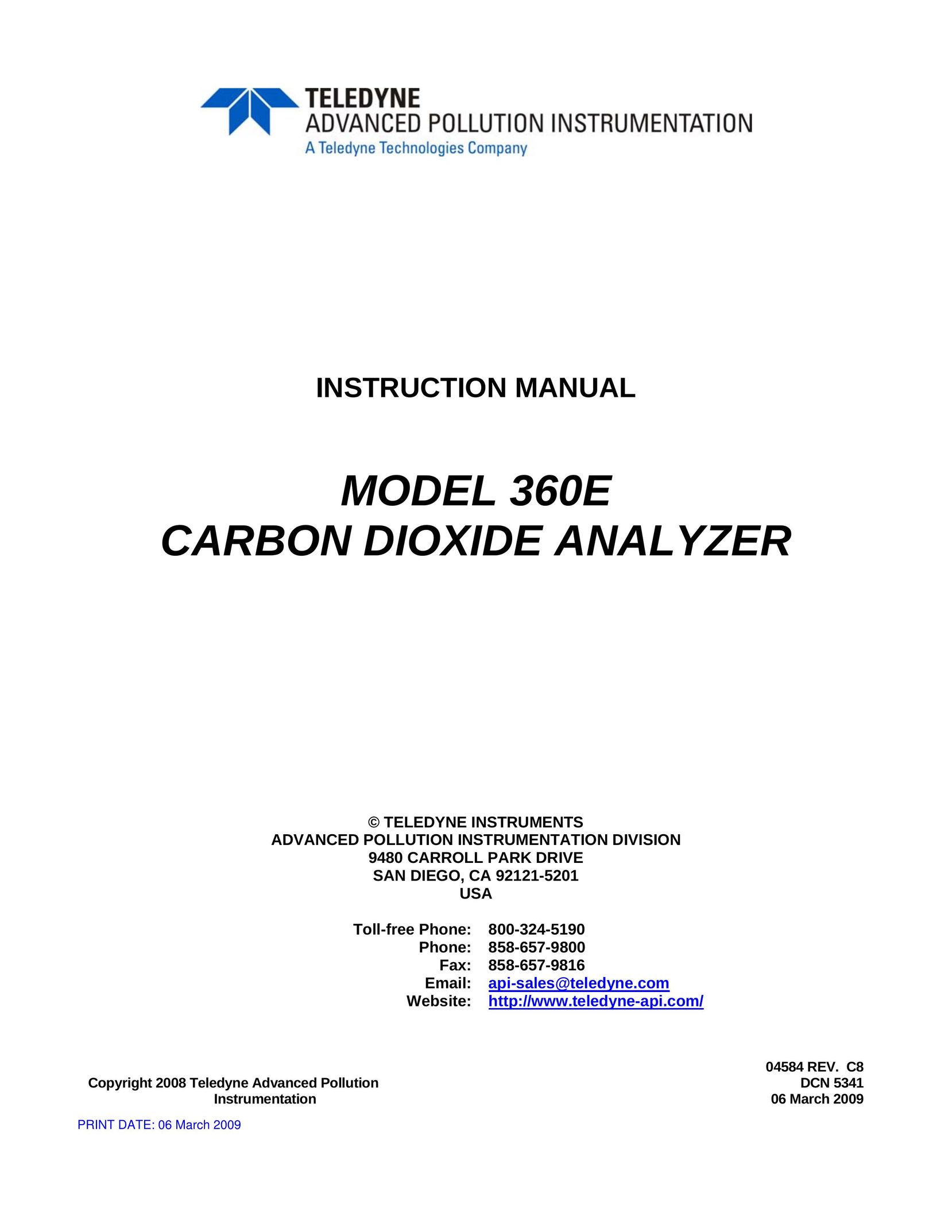 Teledyne 360E Carbon Monoxide Alarm User Manual