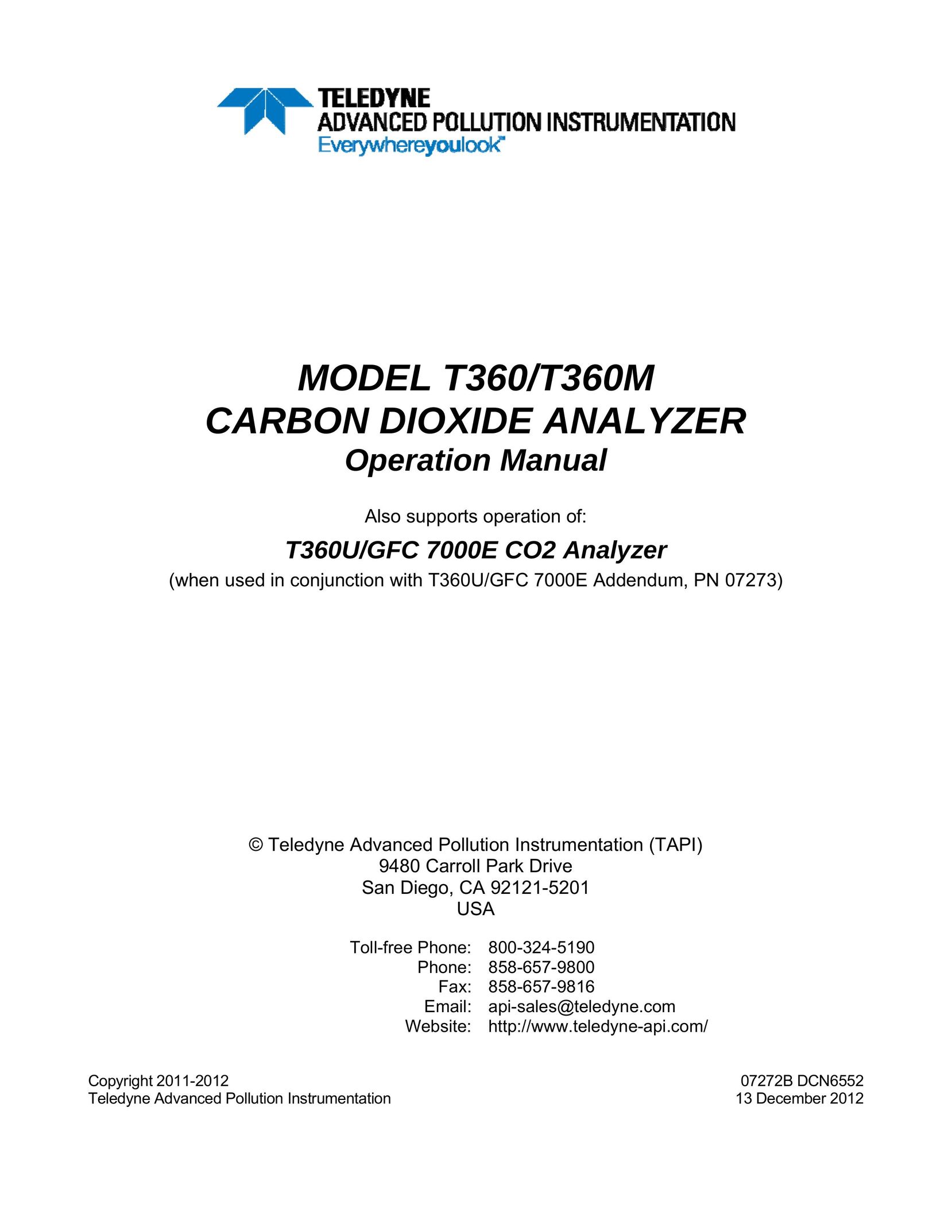 Teledyne T360 Carbon Monoxide Alarm User Manual