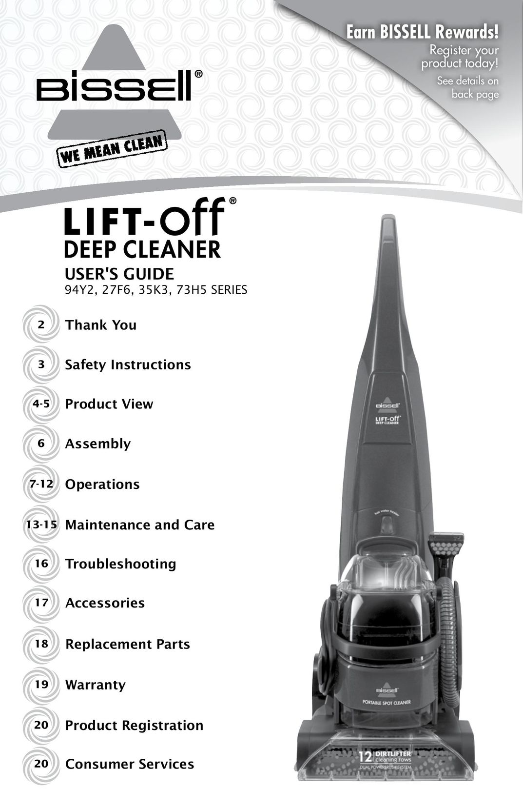 Bissell 27F6 Carpet Cleaner User Manual
