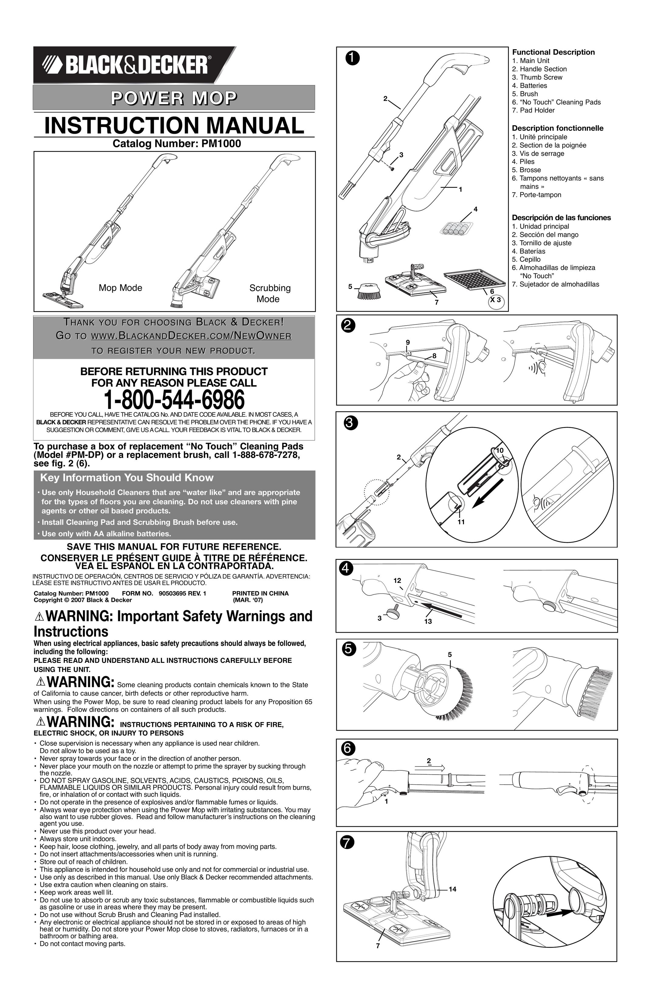 Black & Decker 90503695 Carpet Cleaner User Manual