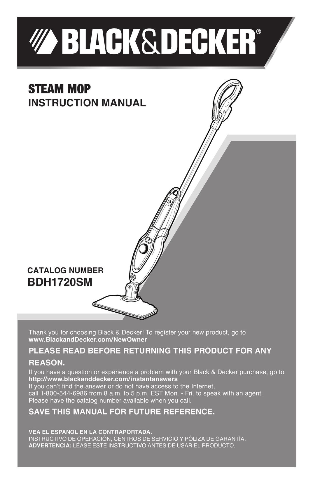 Black & Decker BDH1720SM Carpet Cleaner User Manual
