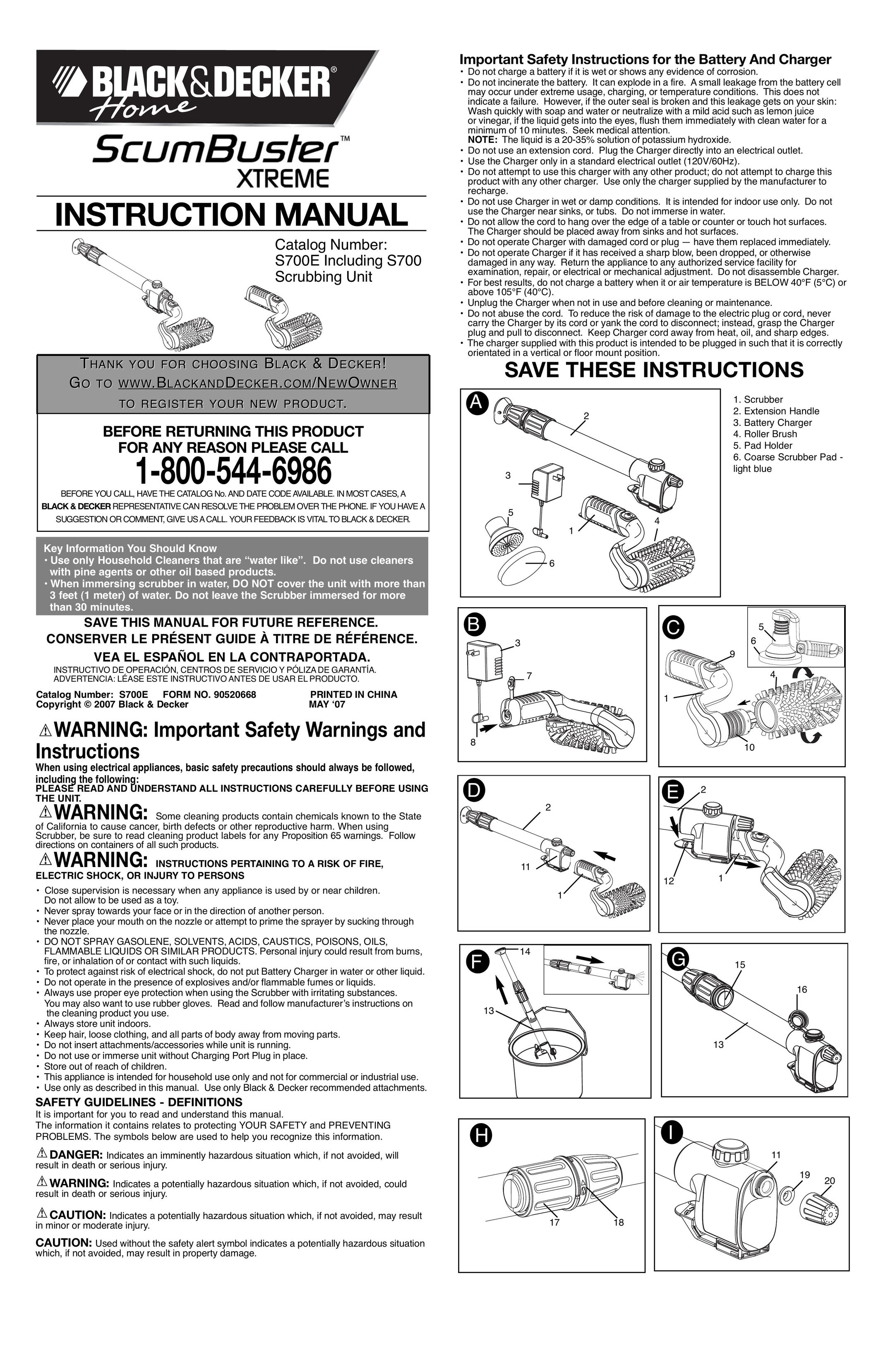Black & Decker S700E Carpet Cleaner User Manual