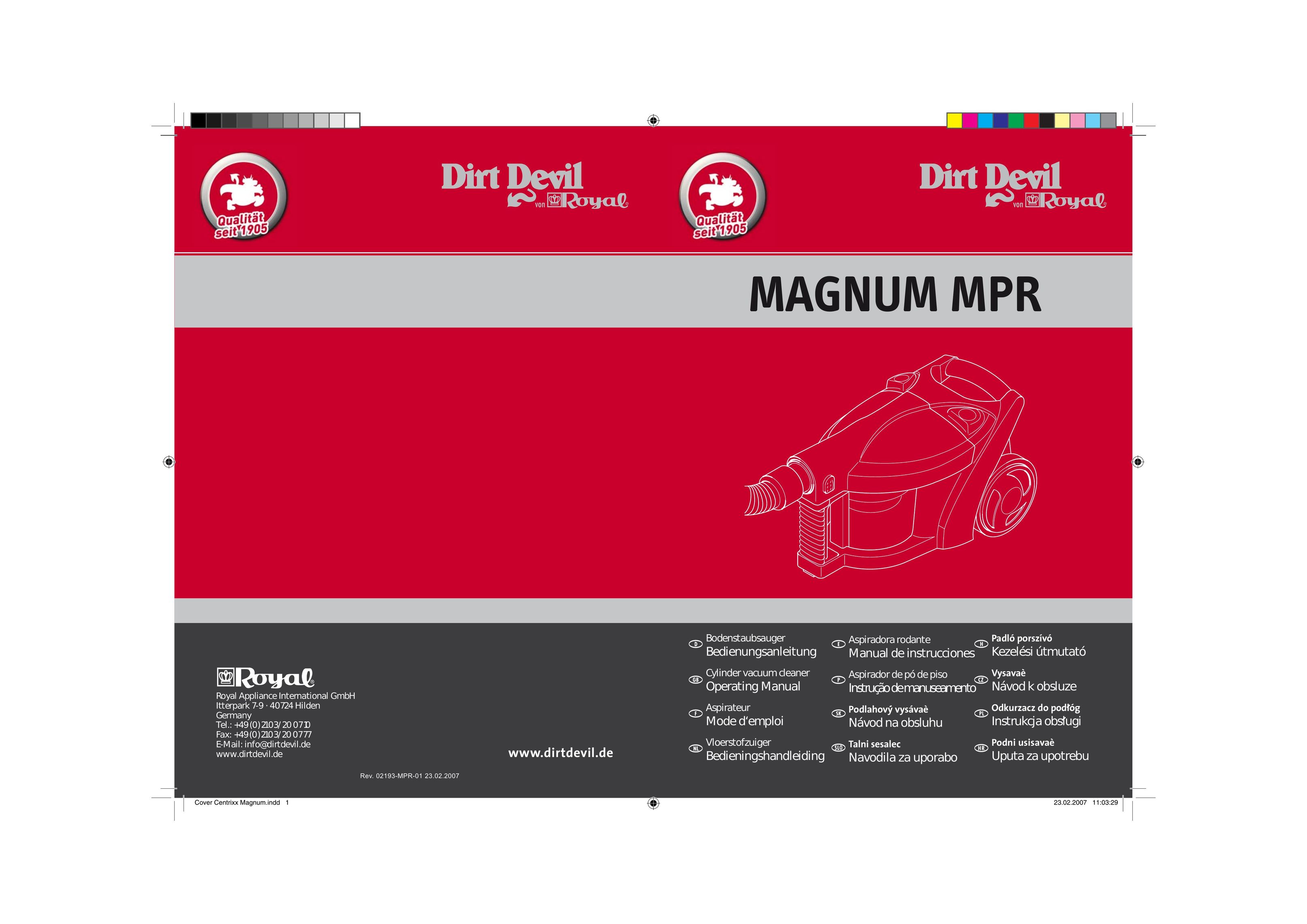 Dirt Devil MAGNUM MPR Carpet Cleaner User Manual