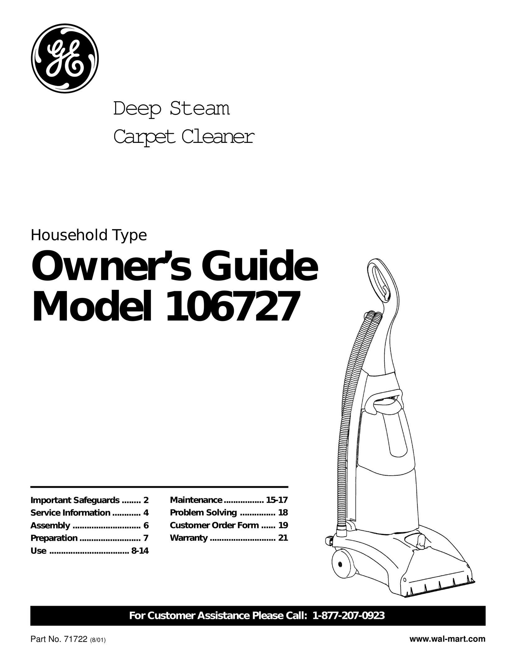 GE 71722 Carpet Cleaner User Manual