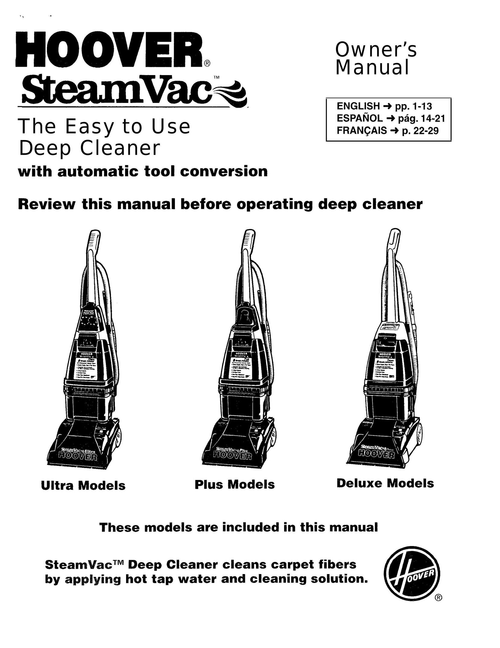 Hoover Deluxe Carpet Cleaner User Manual