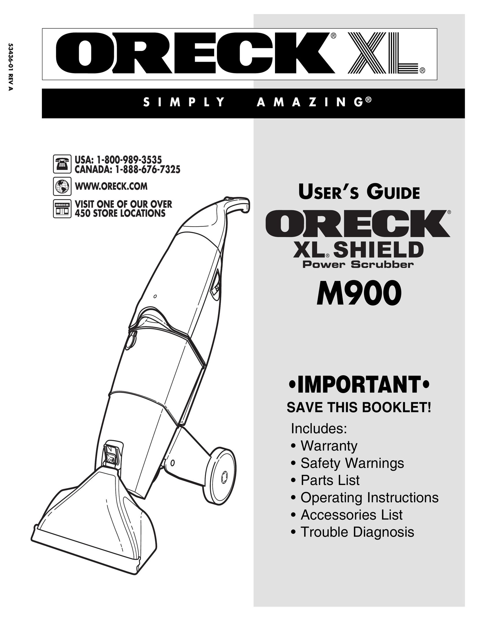 Oreck M900 Carpet Cleaner User Manual