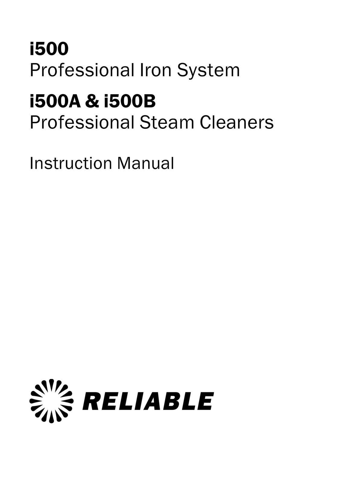 Reliable i500B Carpet Cleaner User Manual