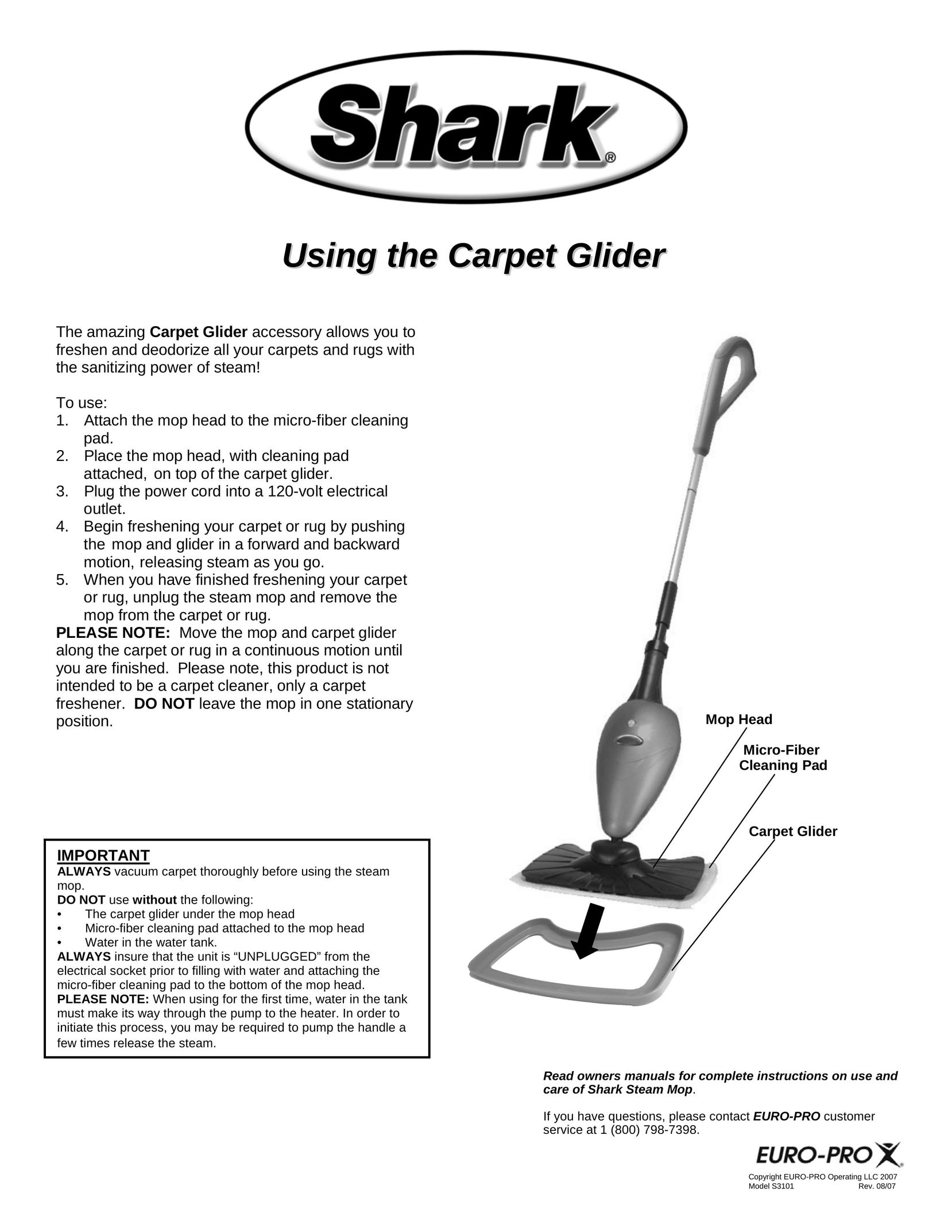 Shark S3101 Carpet Cleaner User Manual