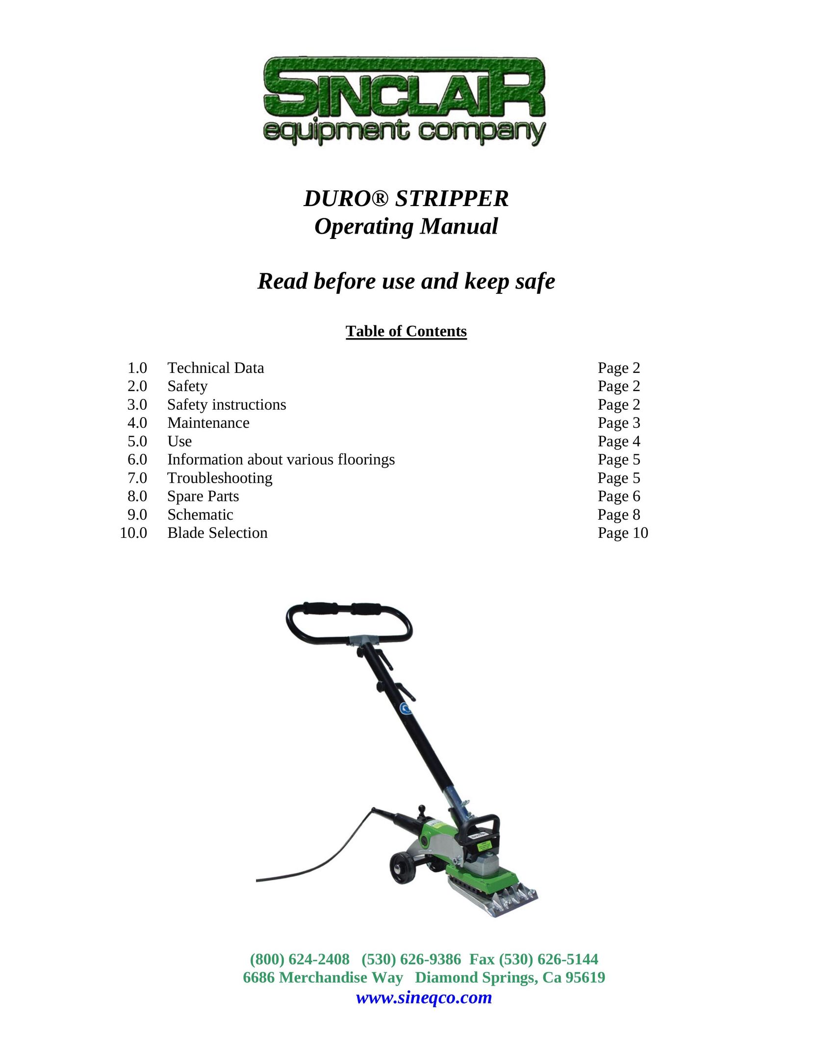 Sinclair Duro Carpet Cleaner User Manual
