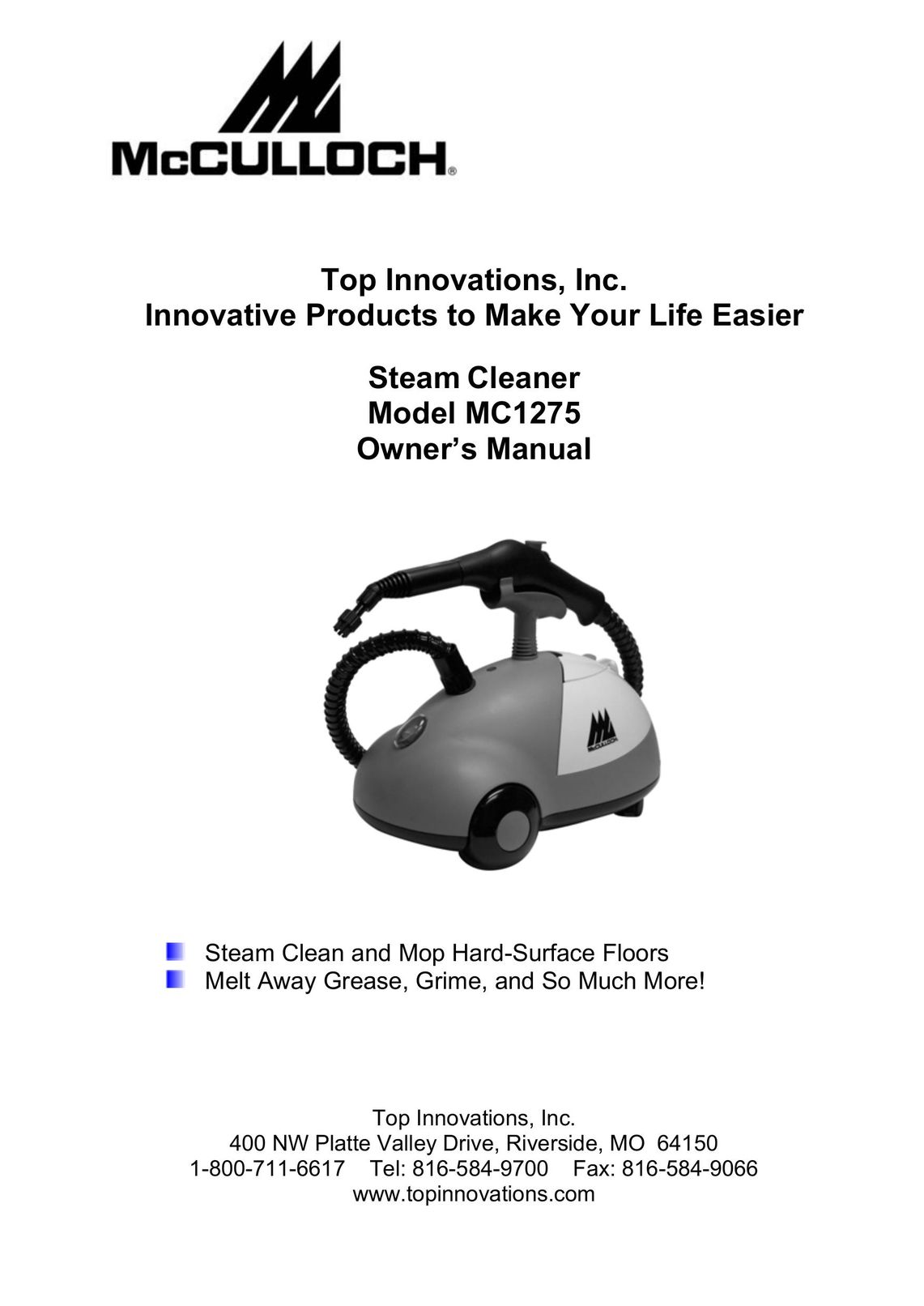 Top Innovations MC1275 Carpet Cleaner User Manual
