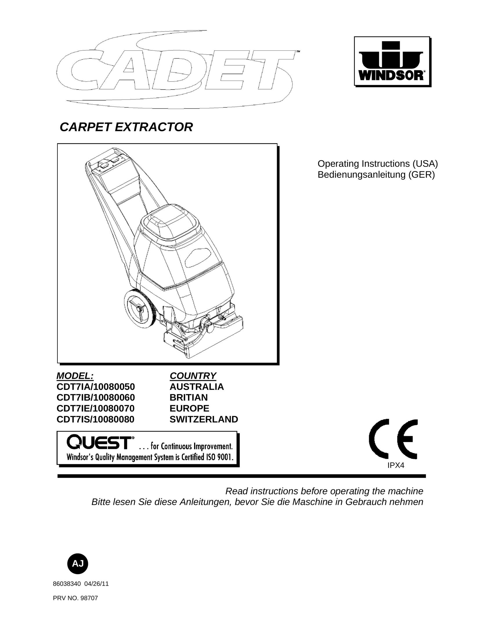 Windsor CDT7IB/10080060 Carpet Cleaner User Manual