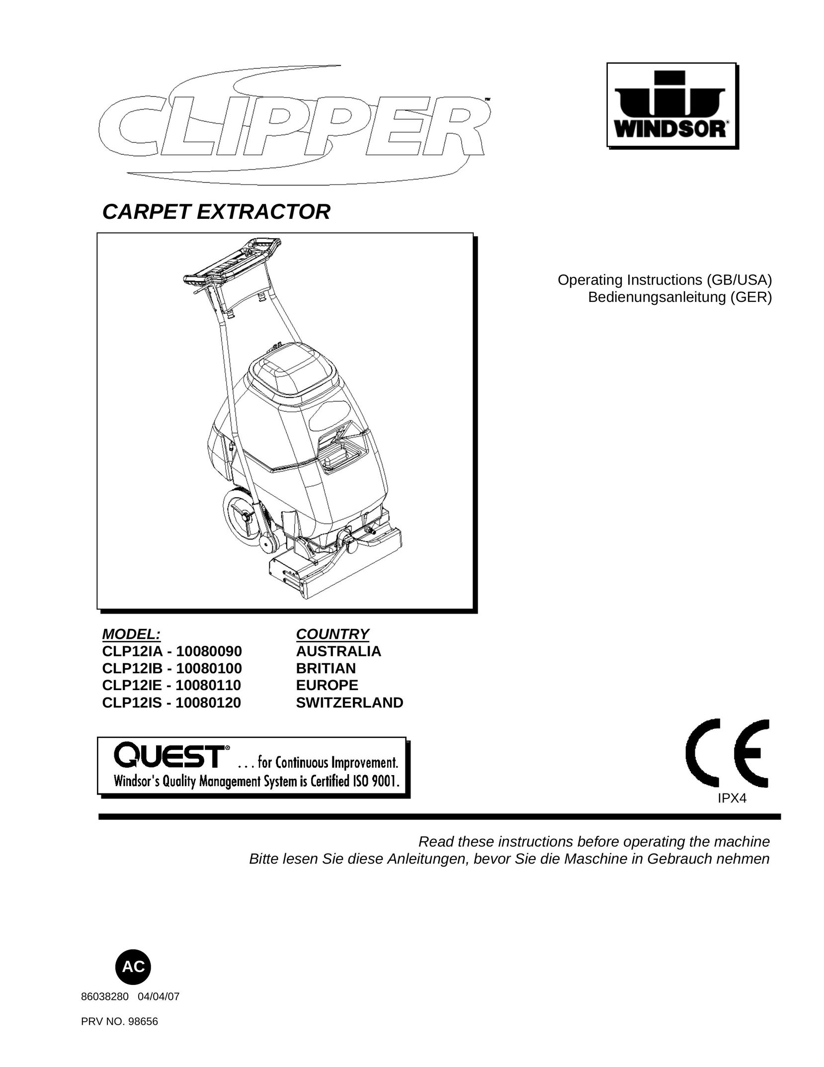 Windsor CLP12IA Carpet Cleaner User Manual