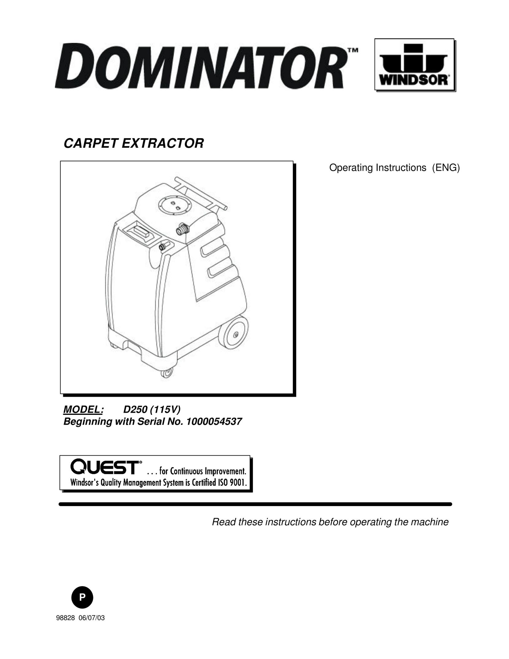 Windsor D250 (115V) Carpet Cleaner User Manual