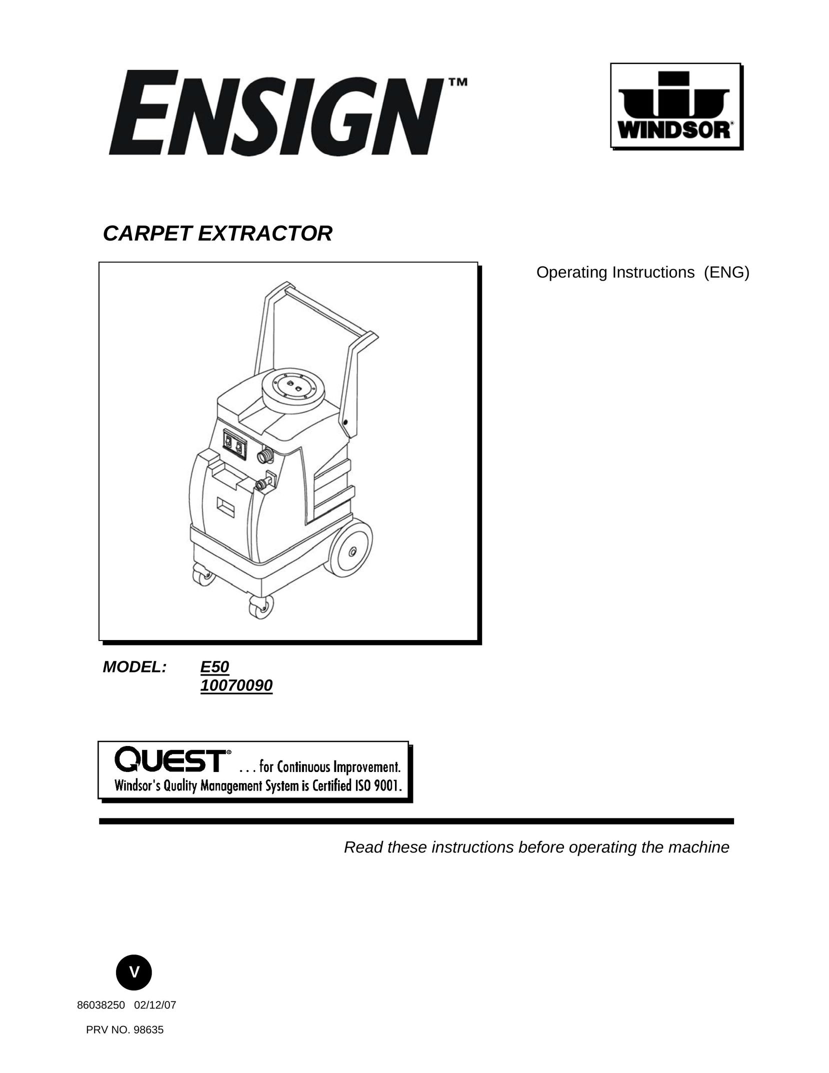 Windsor E50 10070090 Carpet Cleaner User Manual
