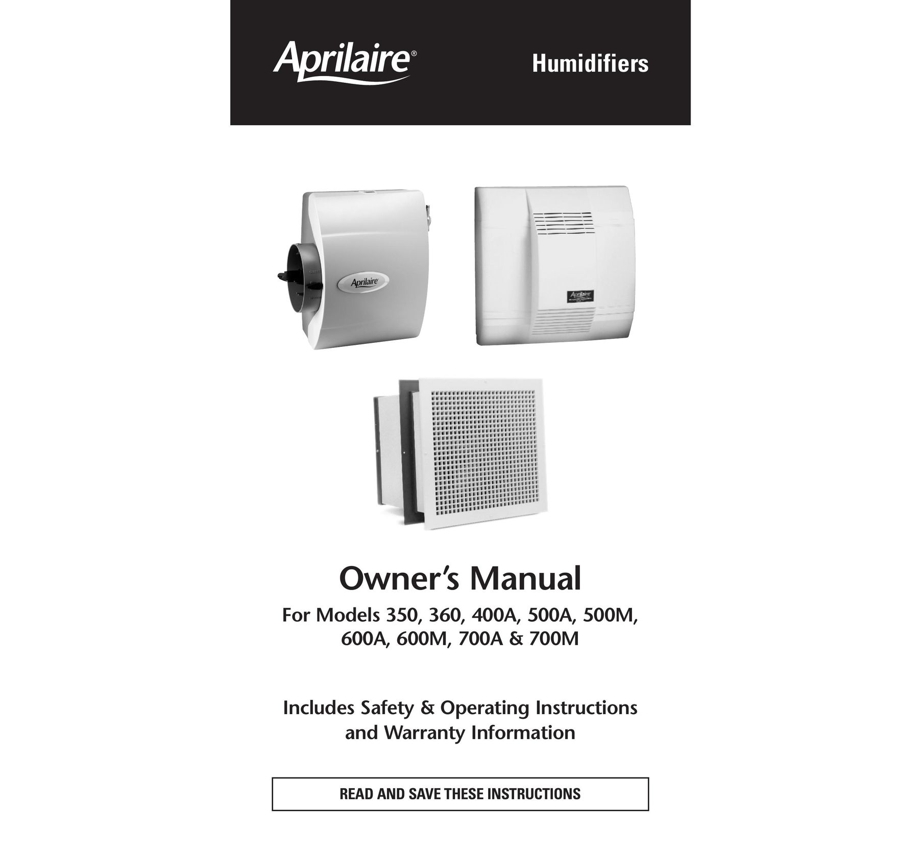 Aprilaire 600A Dehumidifier User Manual