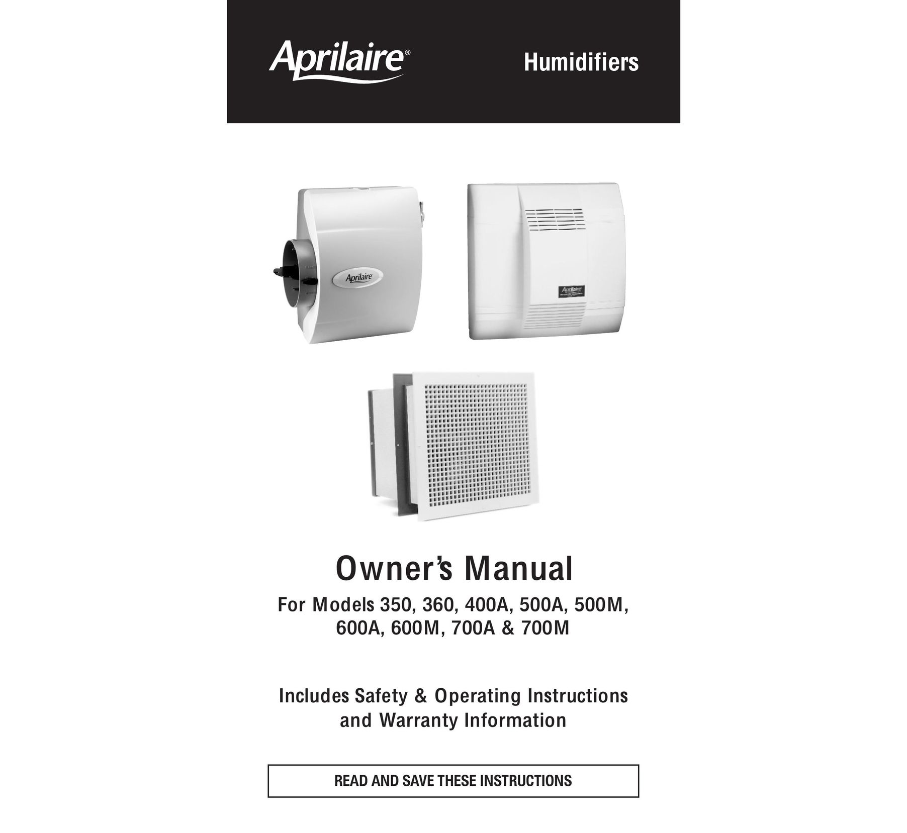 Aprilaire 600A Dehumidifier User Manual