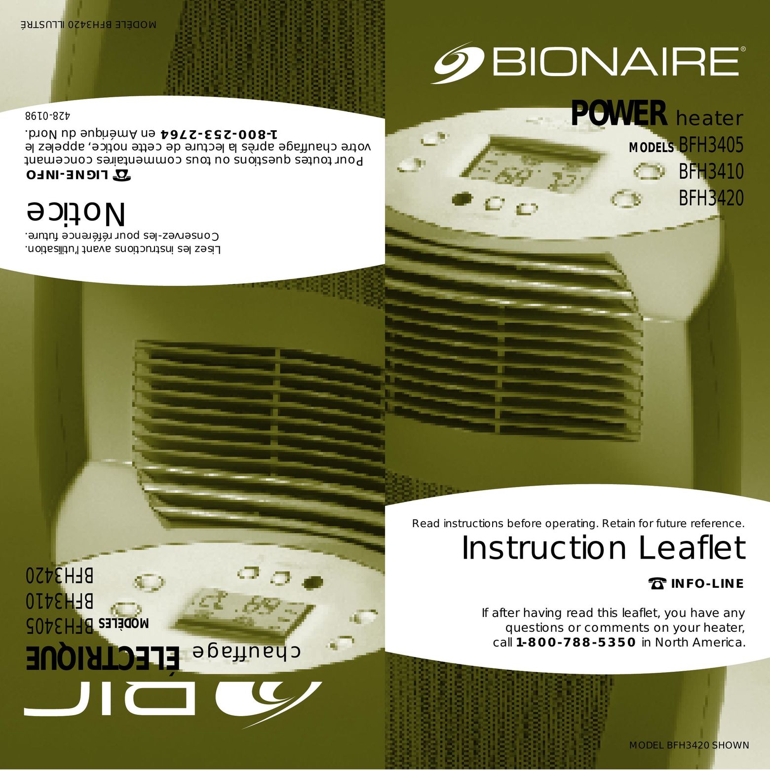 Bionaire BFH3405 Dehumidifier User Manual