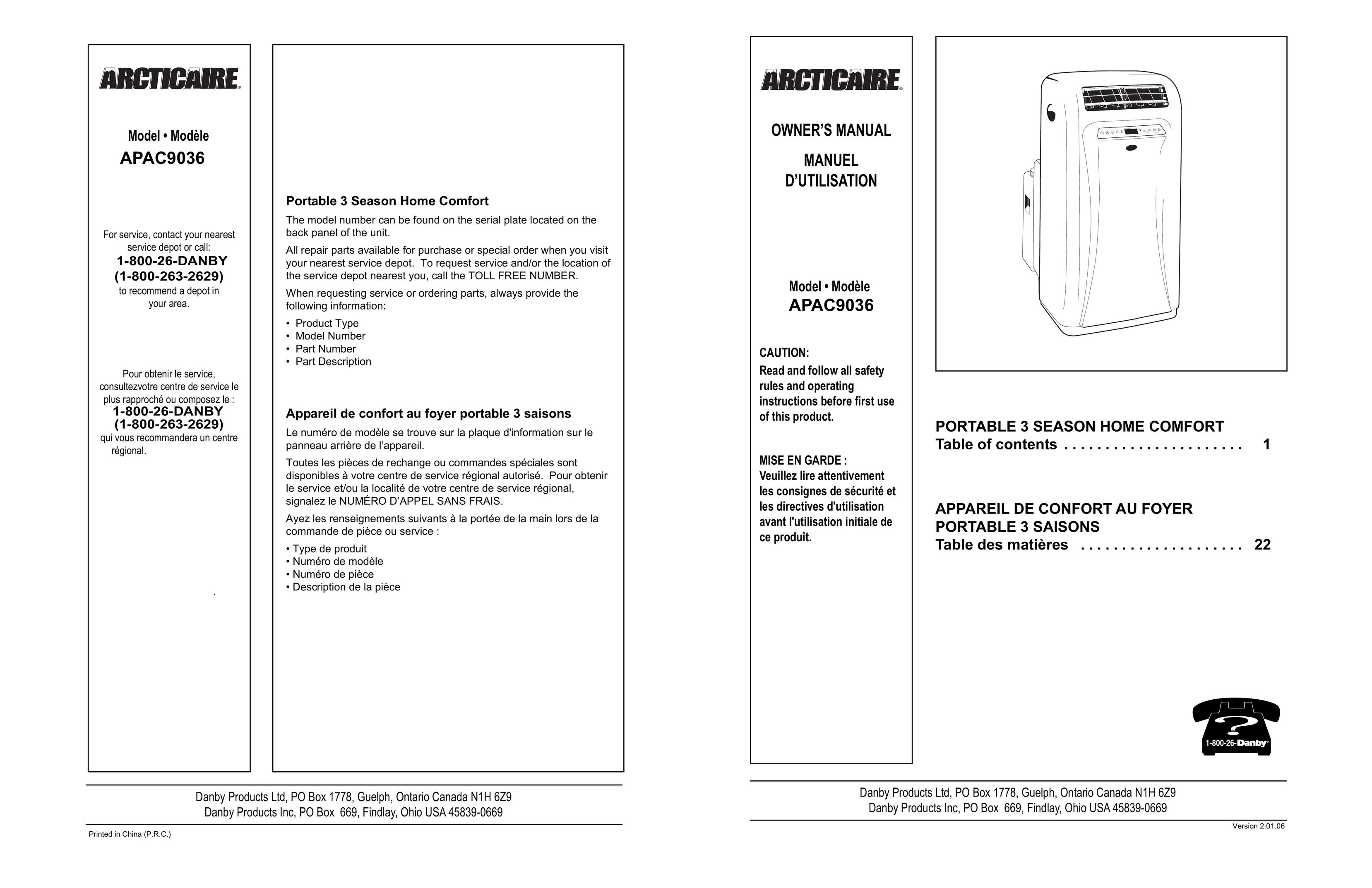Danby APAC9036 Dehumidifier User Manual