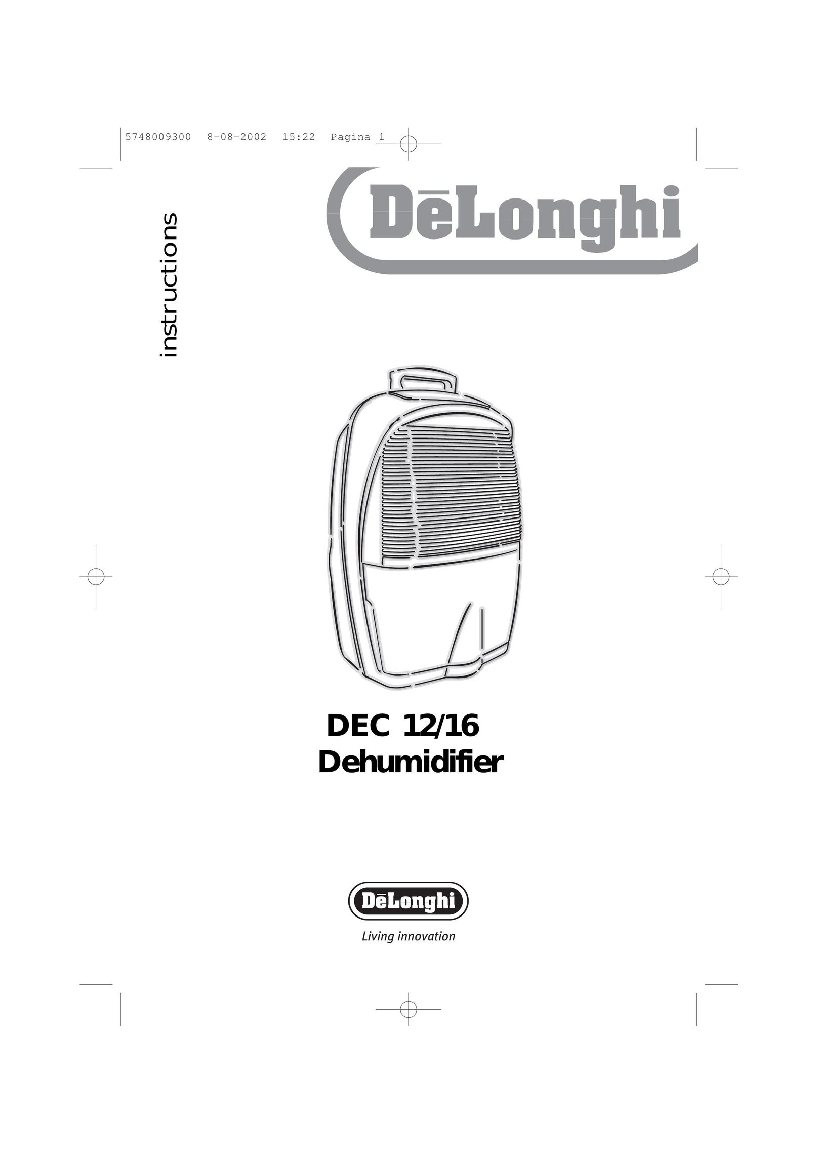 DeLonghi DEC16 Dehumidifier User Manual
