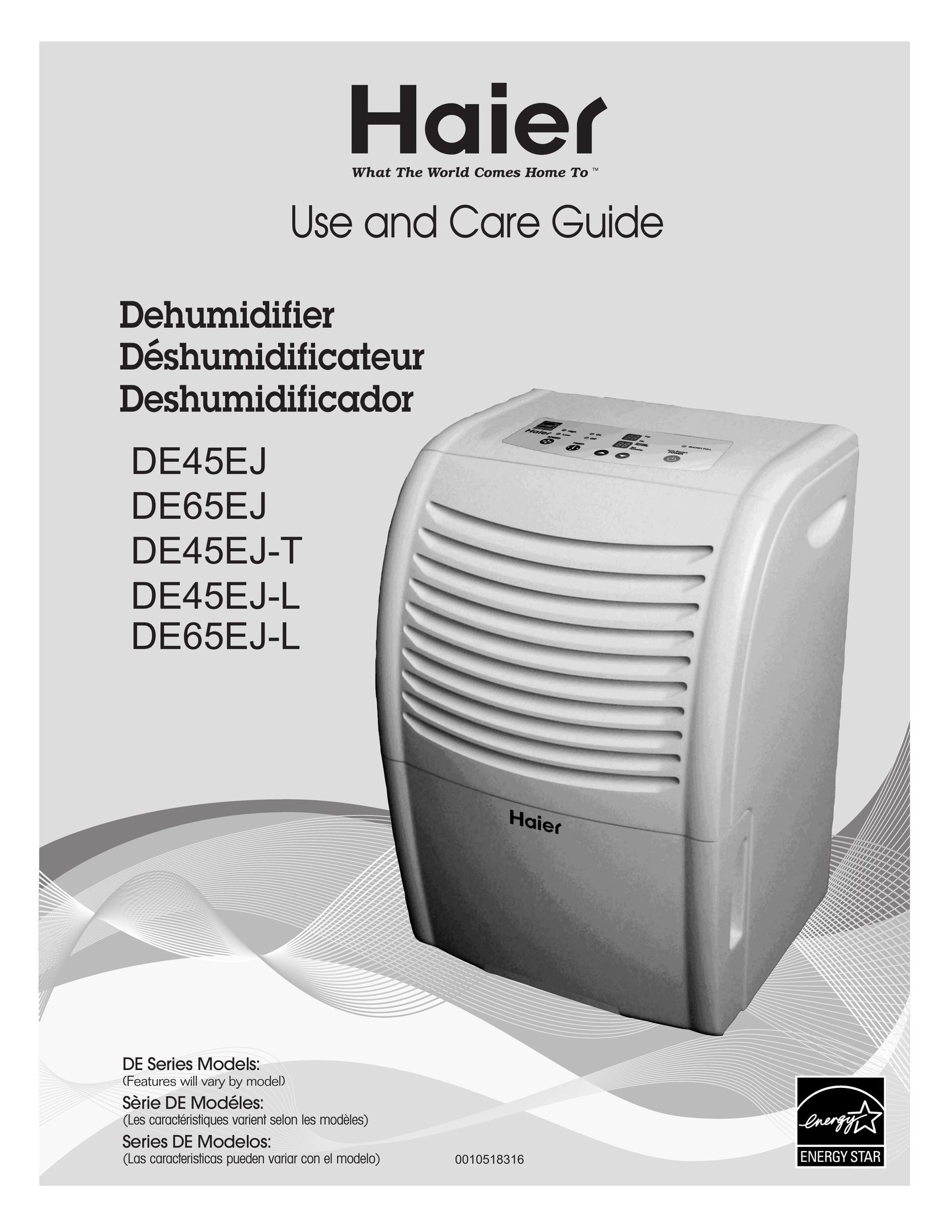 Haier DE45EJ-L Dehumidifier User Manual