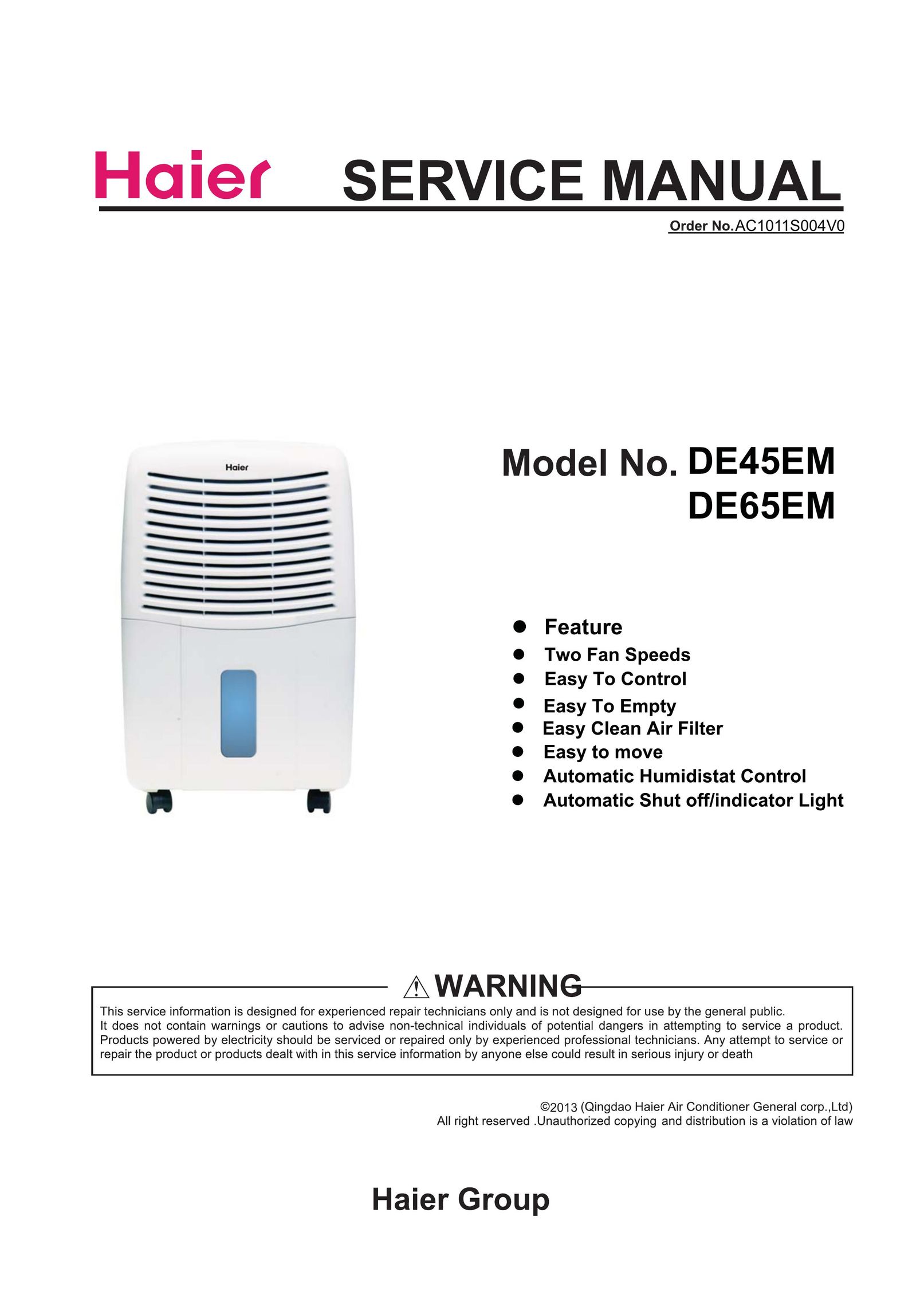 Haier DE65EM Dehumidifier User Manual