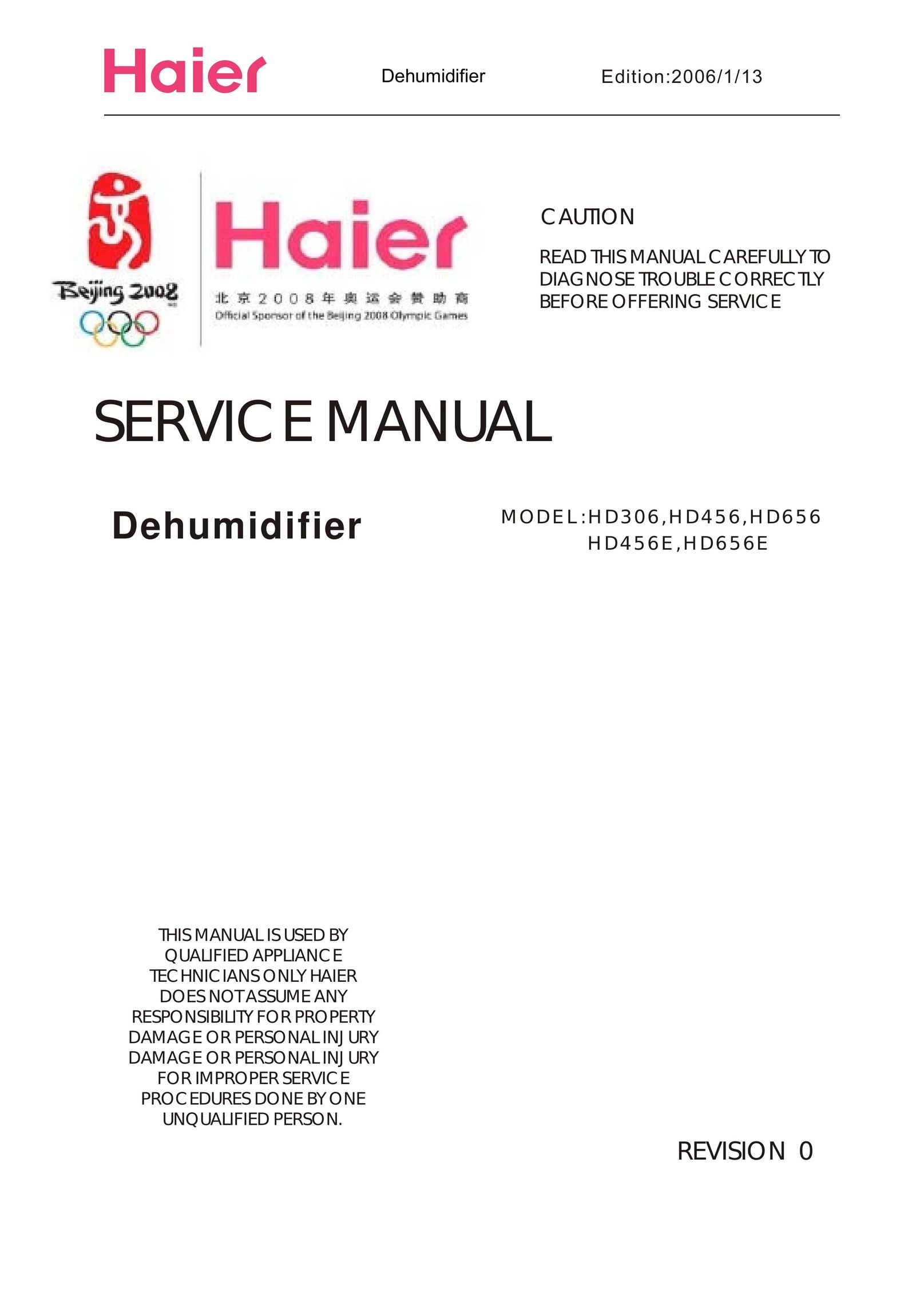 Haier HD456 Dehumidifier User Manual
