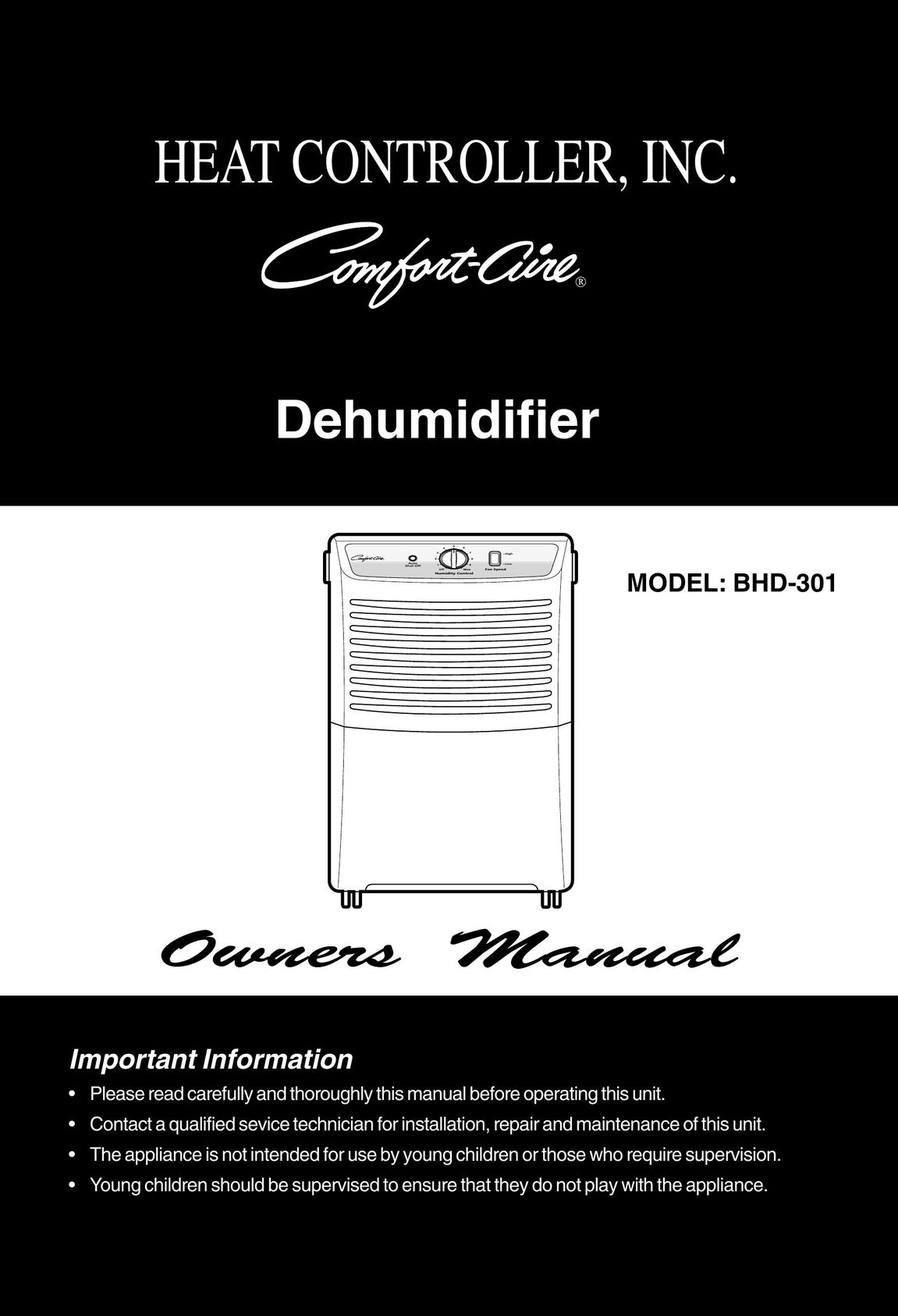 Heat Controller BHD-301 Dehumidifier User Manual