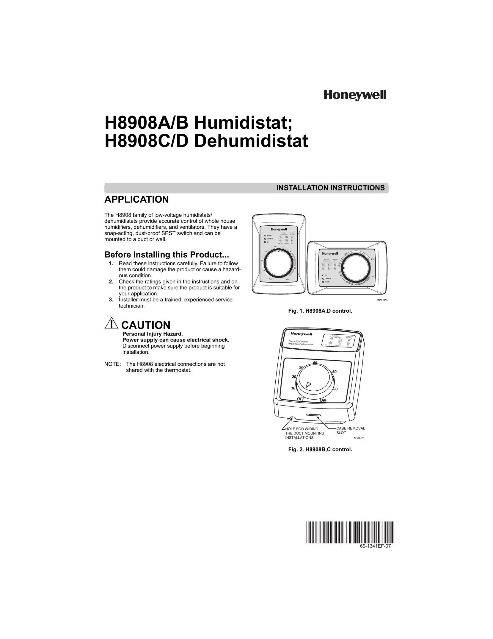 Honeywell H8908A/B Dehumidifier User Manual