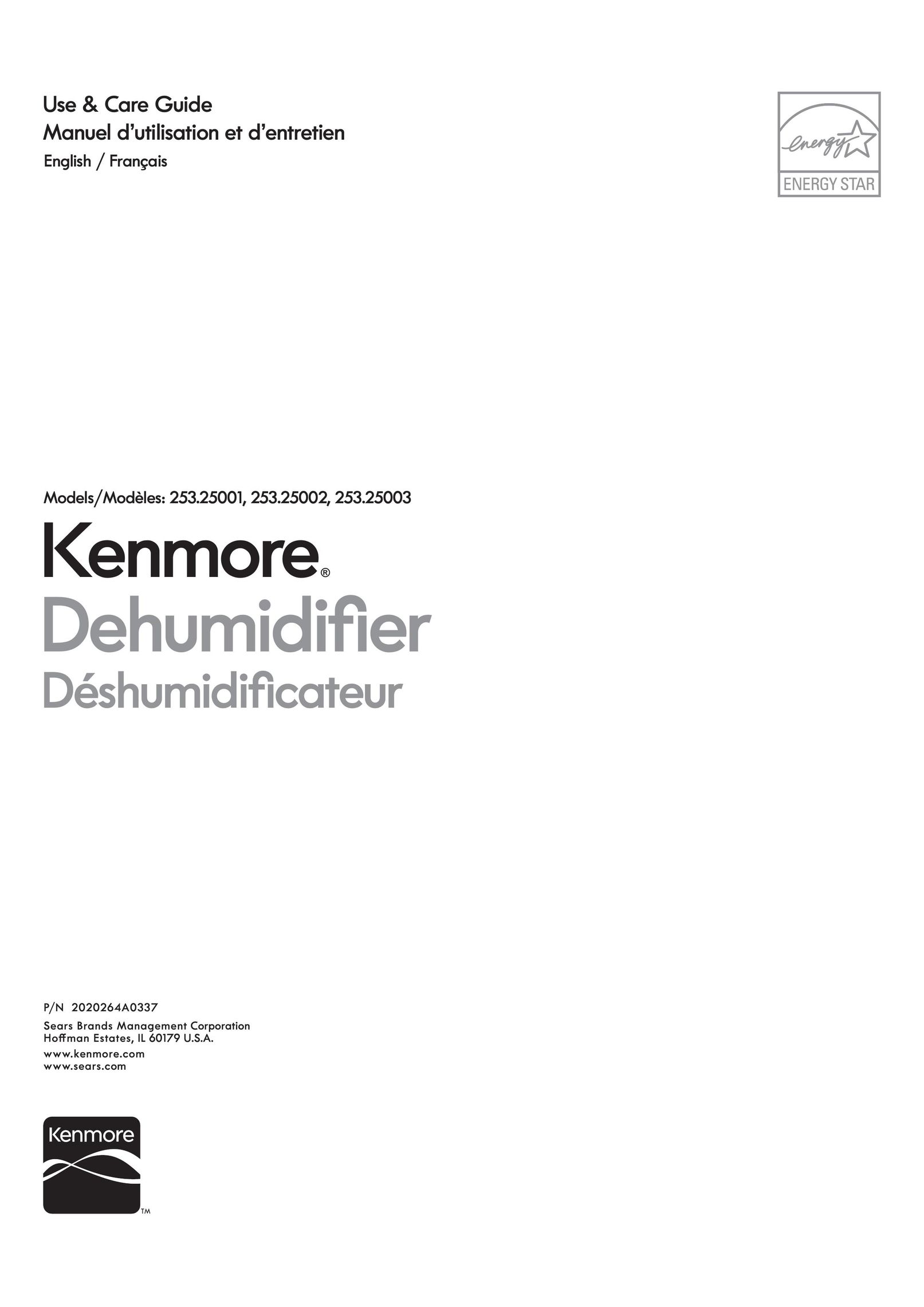 Kenmore 253.25001 Dehumidifier User Manual