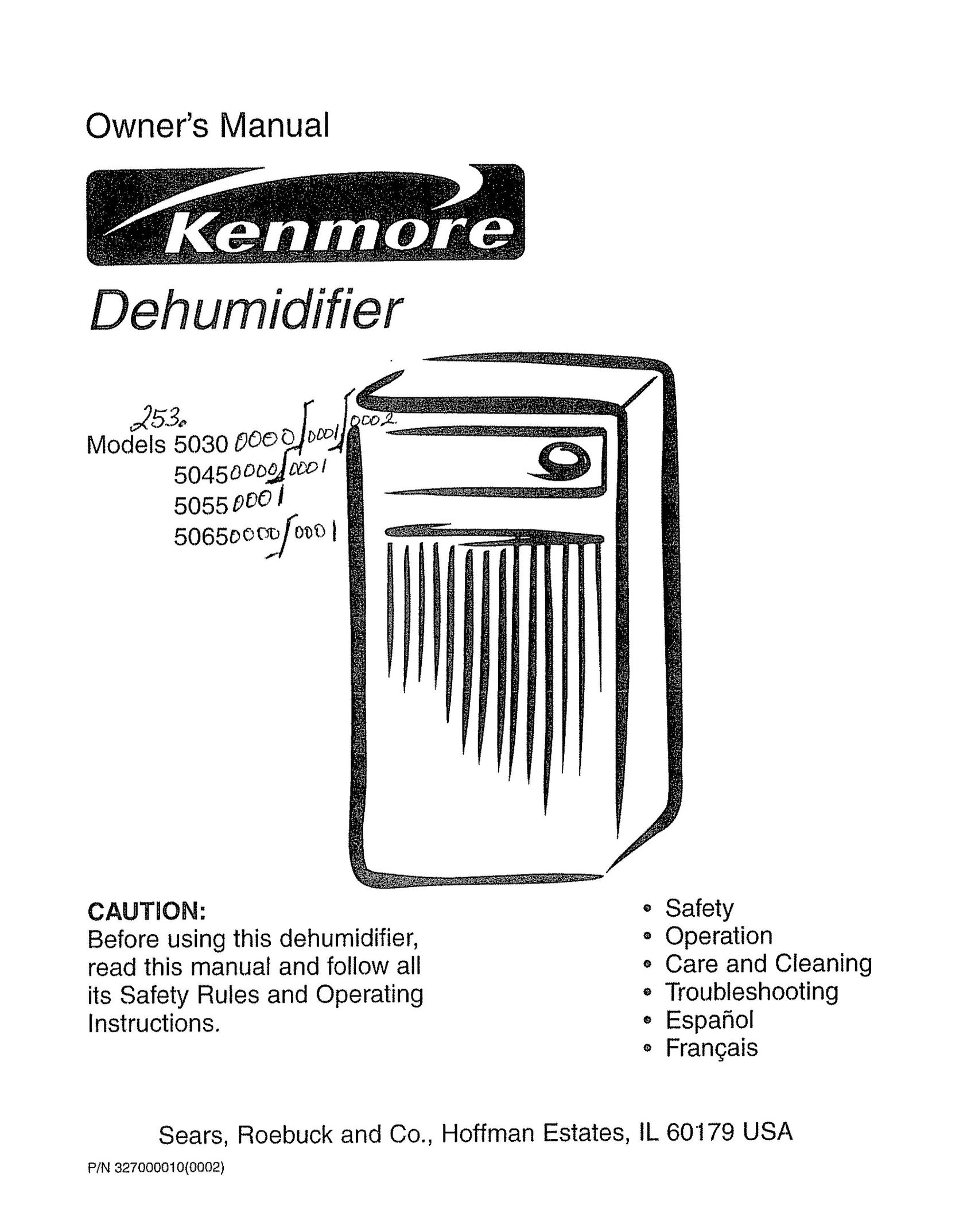 Kenmore 5045 Dehumidifier User Manual