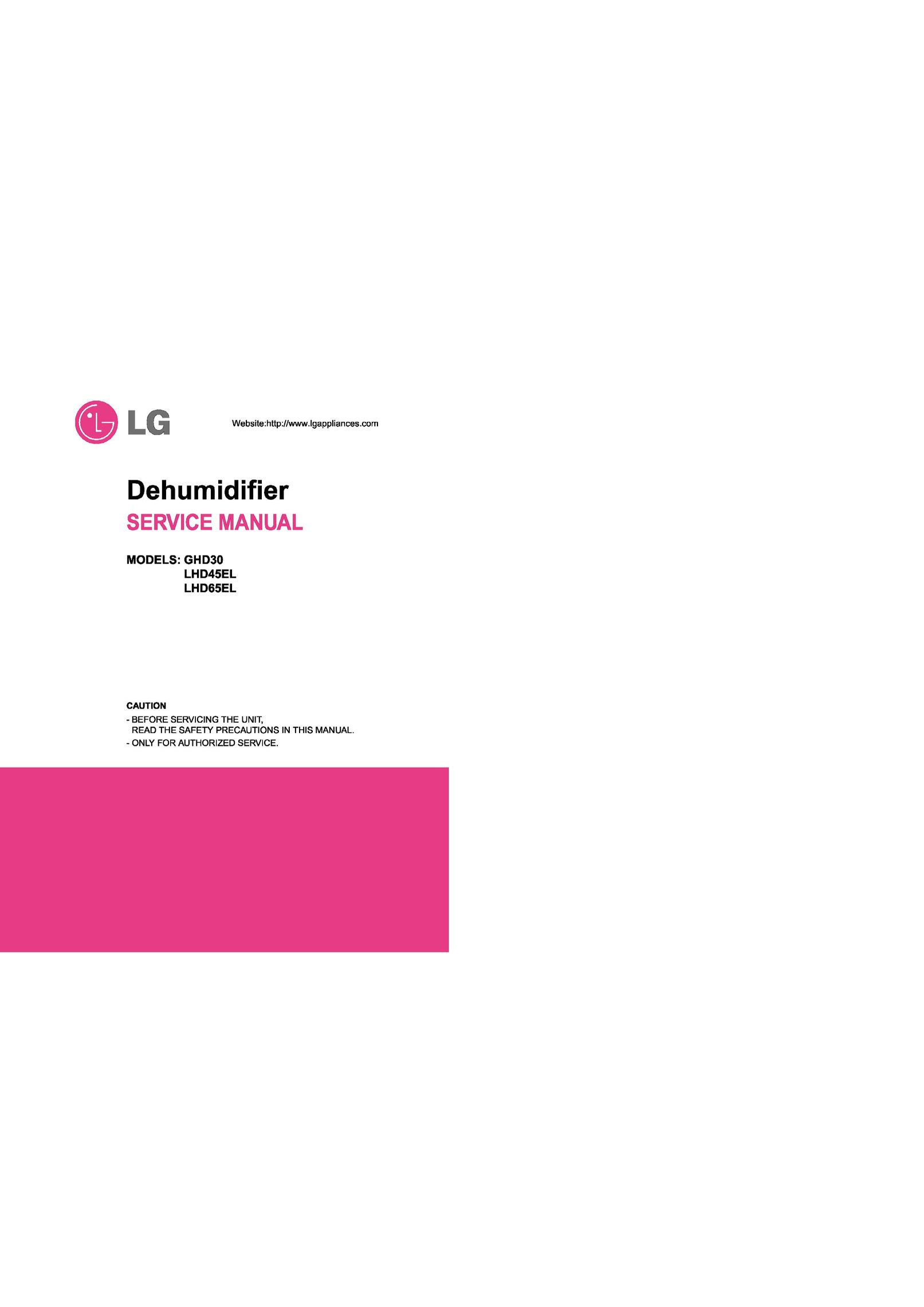 LG Electronics GHD30 Dehumidifier User Manual