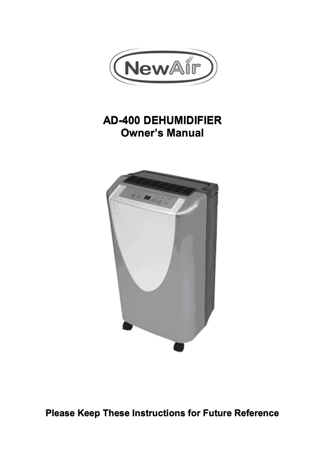 NewAir AD-400 Dehumidifier User Manual