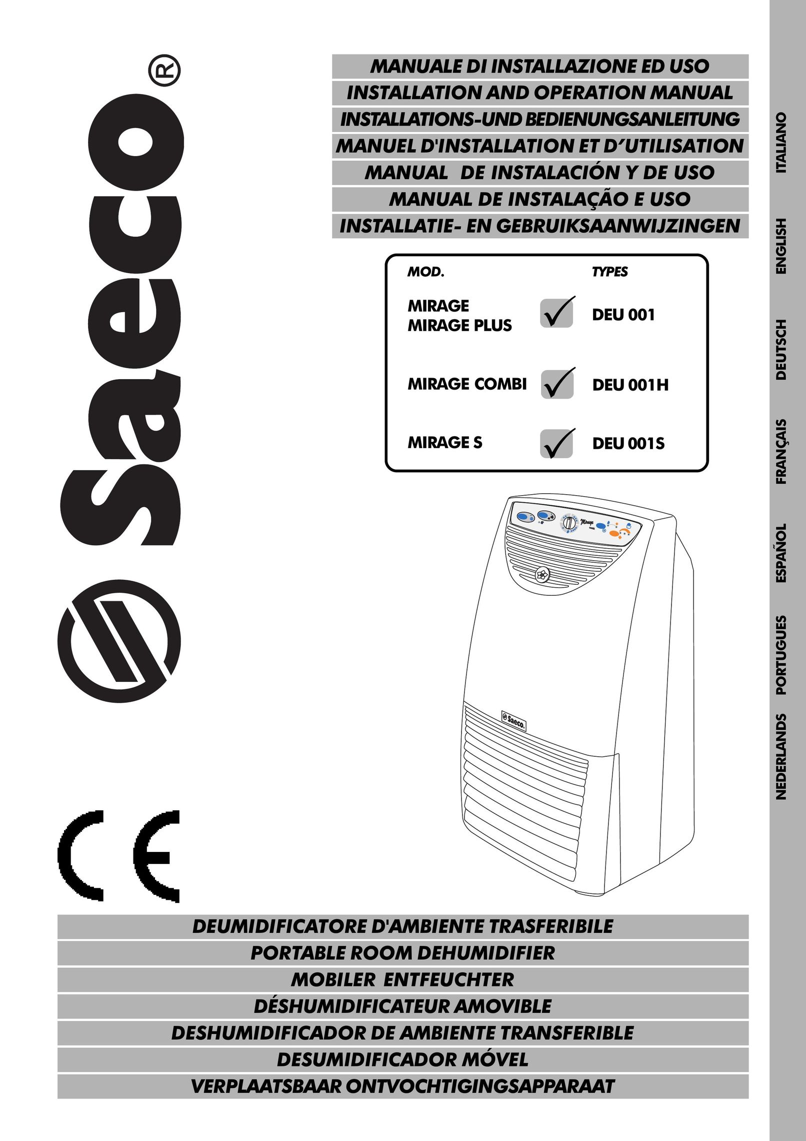 Saeco Coffee Makers DEU001H Dehumidifier User Manual