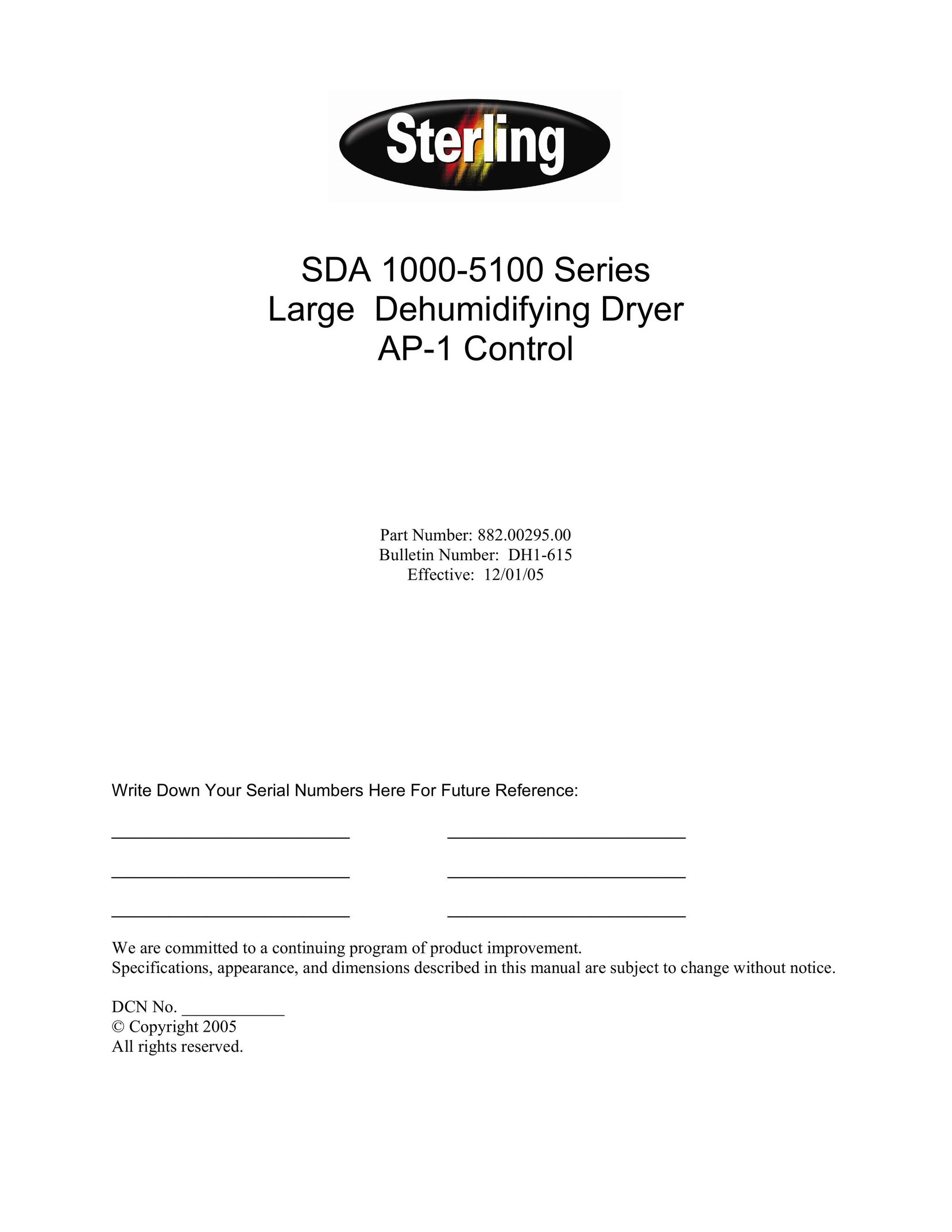 Sterling 882.00295.00 Dehumidifier User Manual