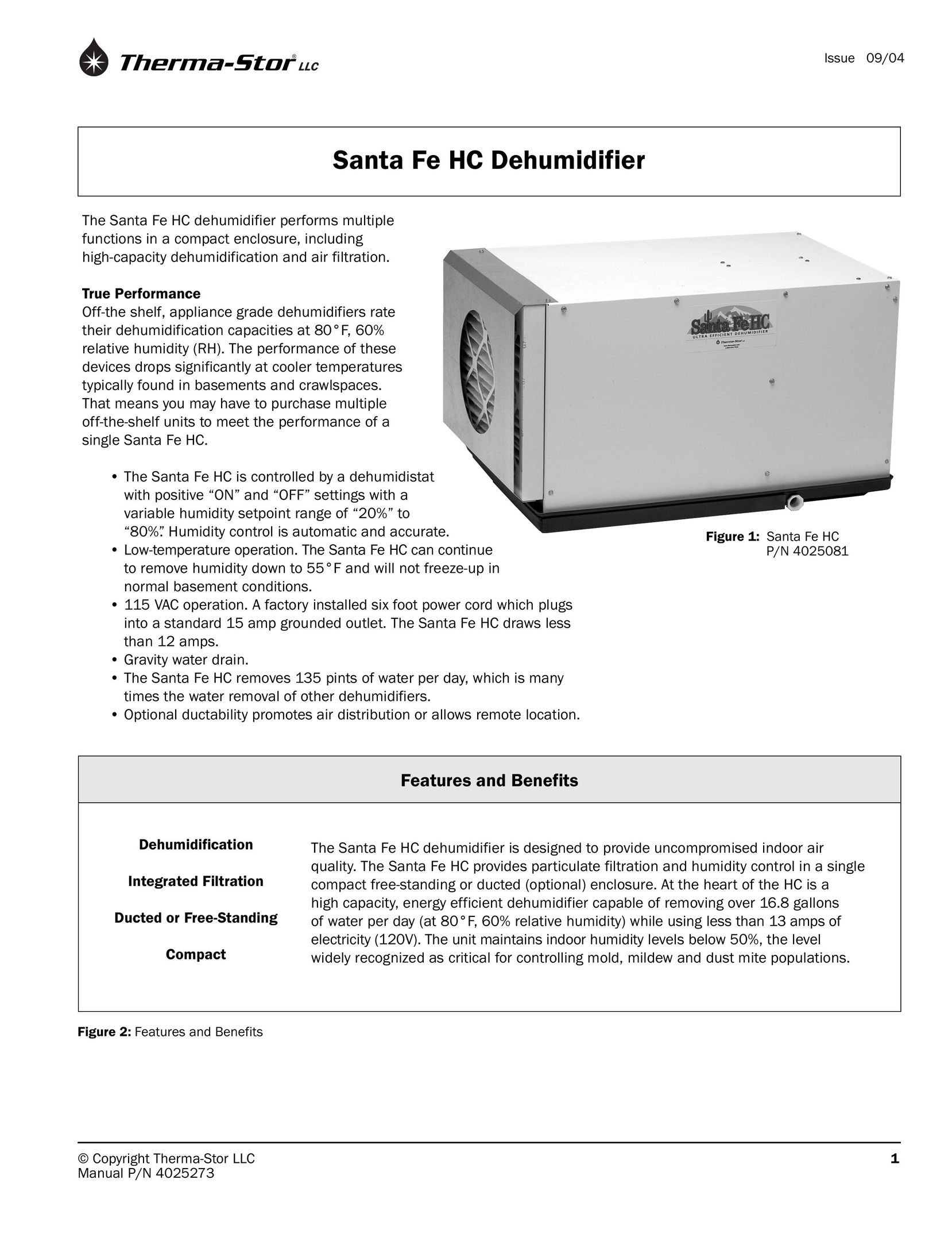 Therma-Stor Products Group 4025273 Dehumidifier User Manual