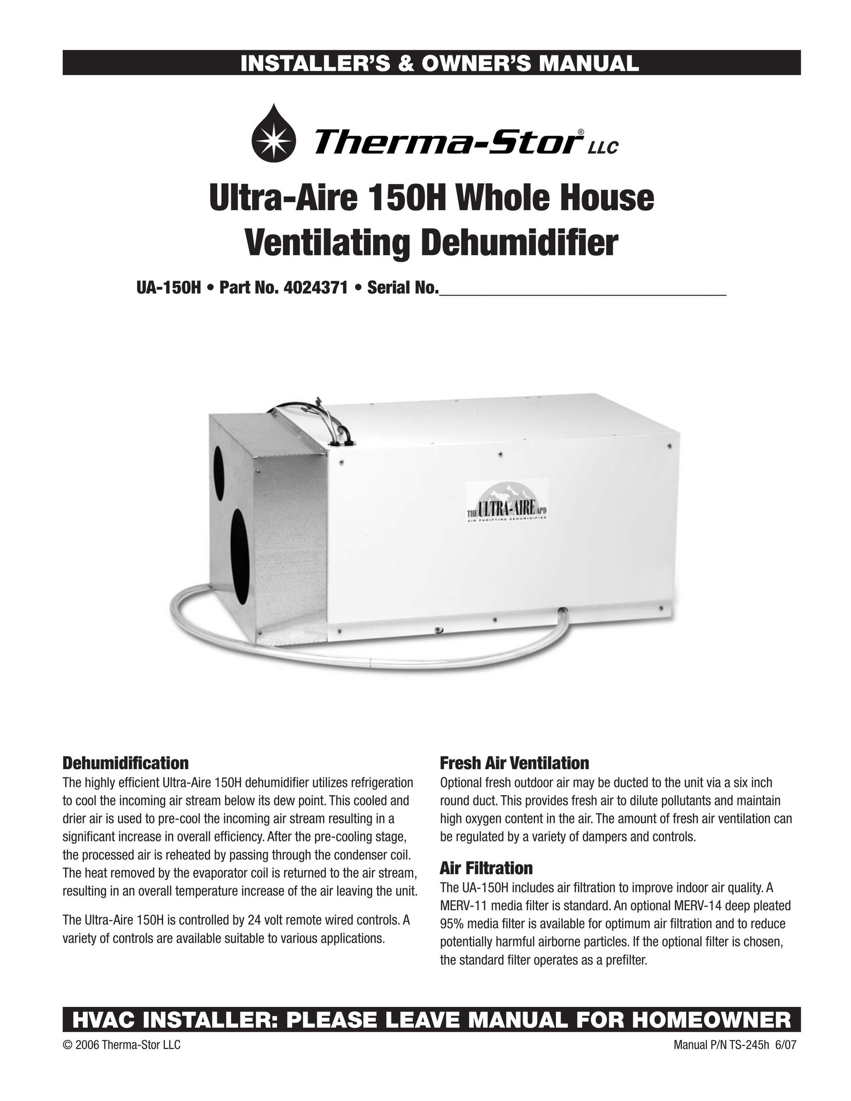 Therma-Stor Products Group UA-150H Dehumidifier User Manual