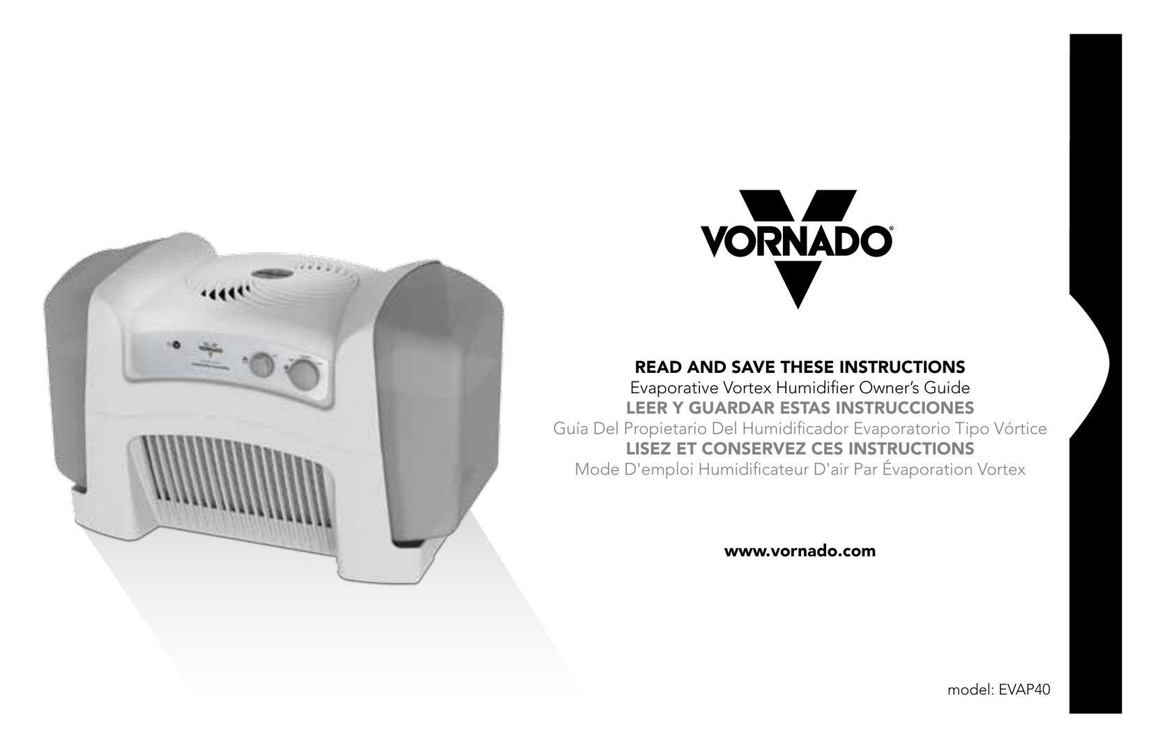 Vornado EVAP40 Dehumidifier User Manual