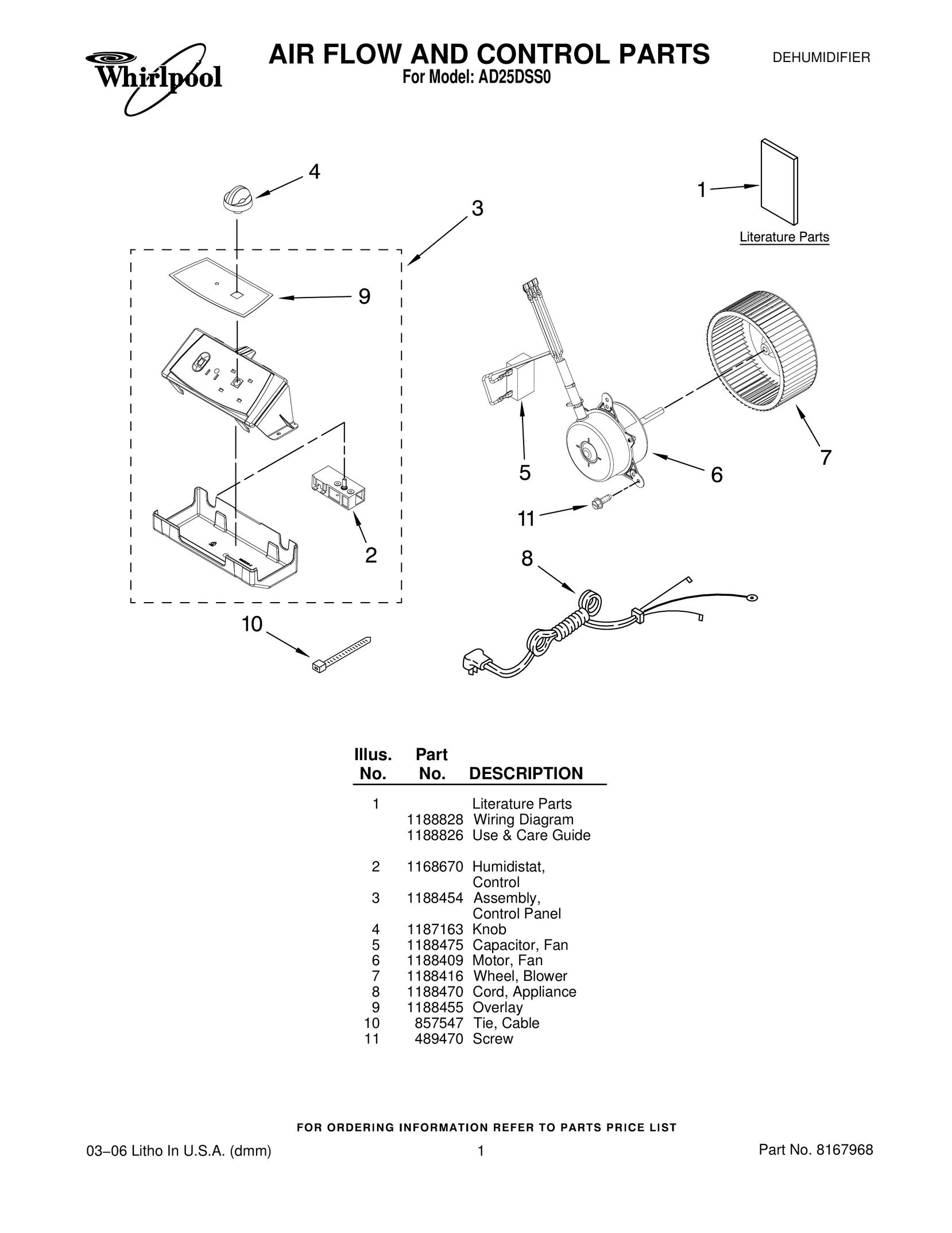 Whirlpool AD25DSS0 Dehumidifier User Manual